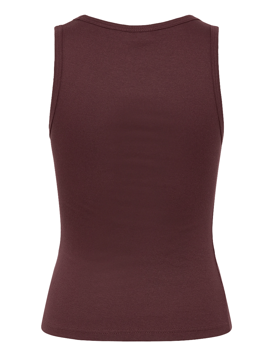 Weekday - Slim Square Neck Ribbed Tank Top - tanktops - burgundy - 1