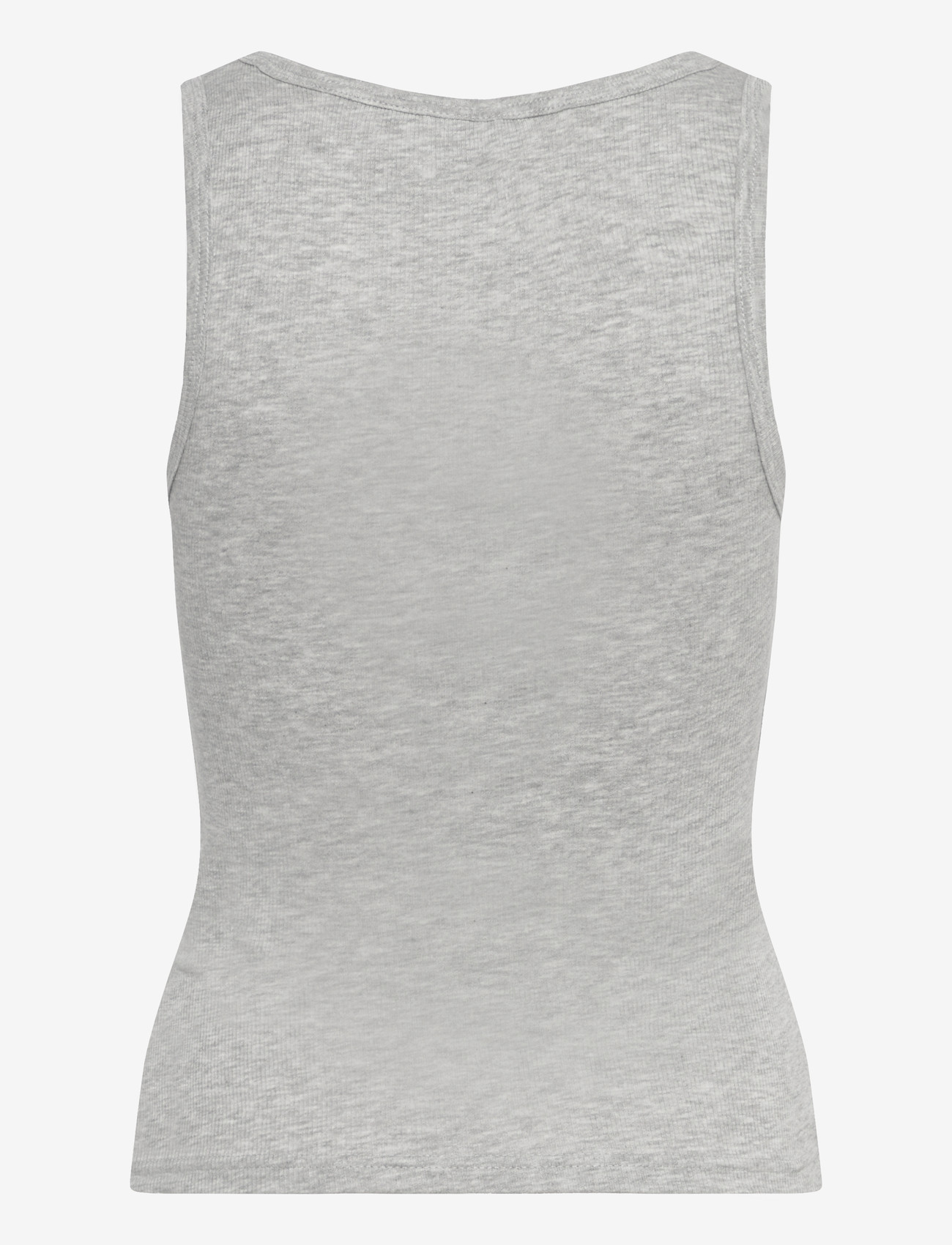 Weekday - Slim Square Neck Ribbed Tank Top - sleeveless tops - grey melange - 1