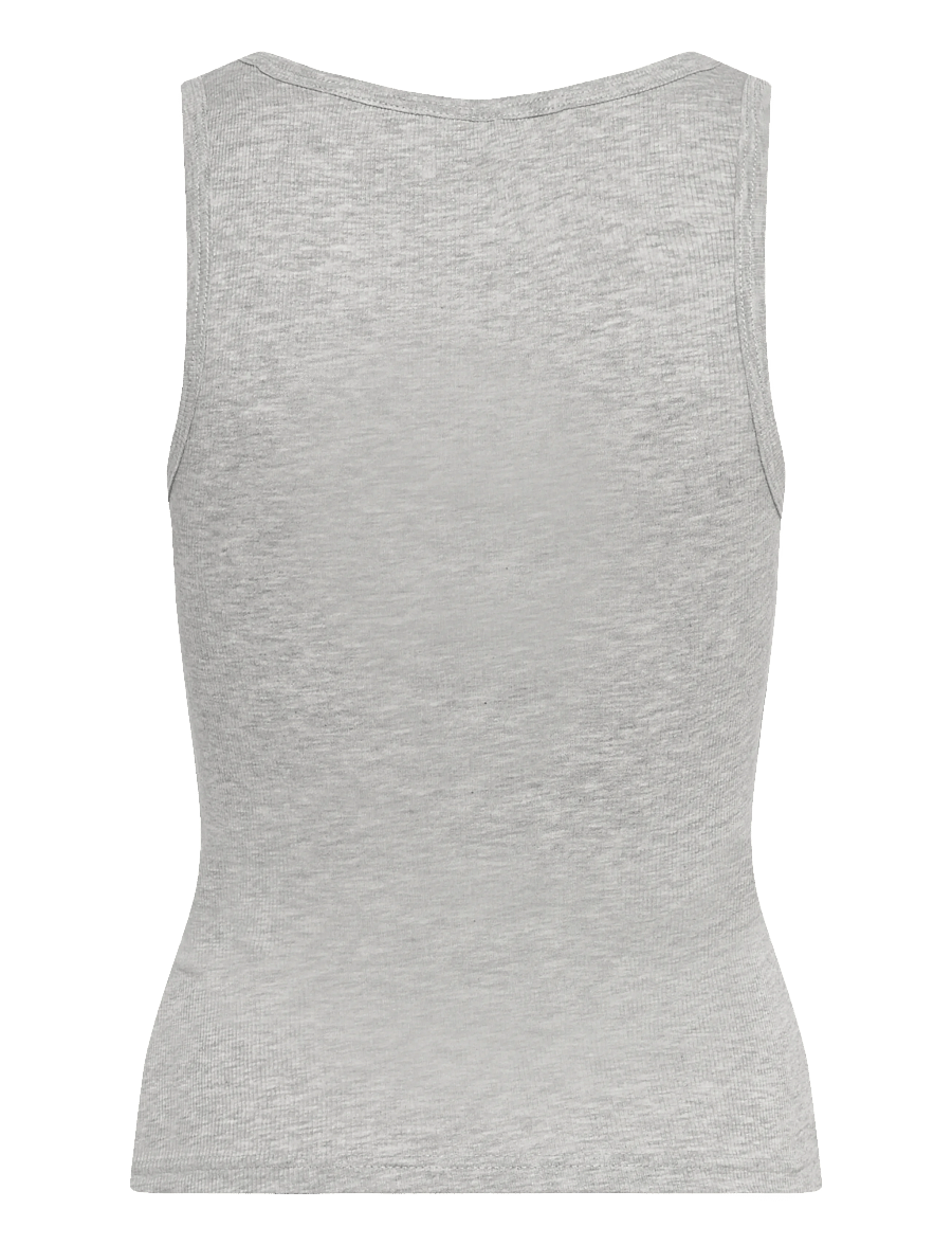 Weekday - Slim Square Neck Ribbed Tank Top - tanktops - grey melange - 1