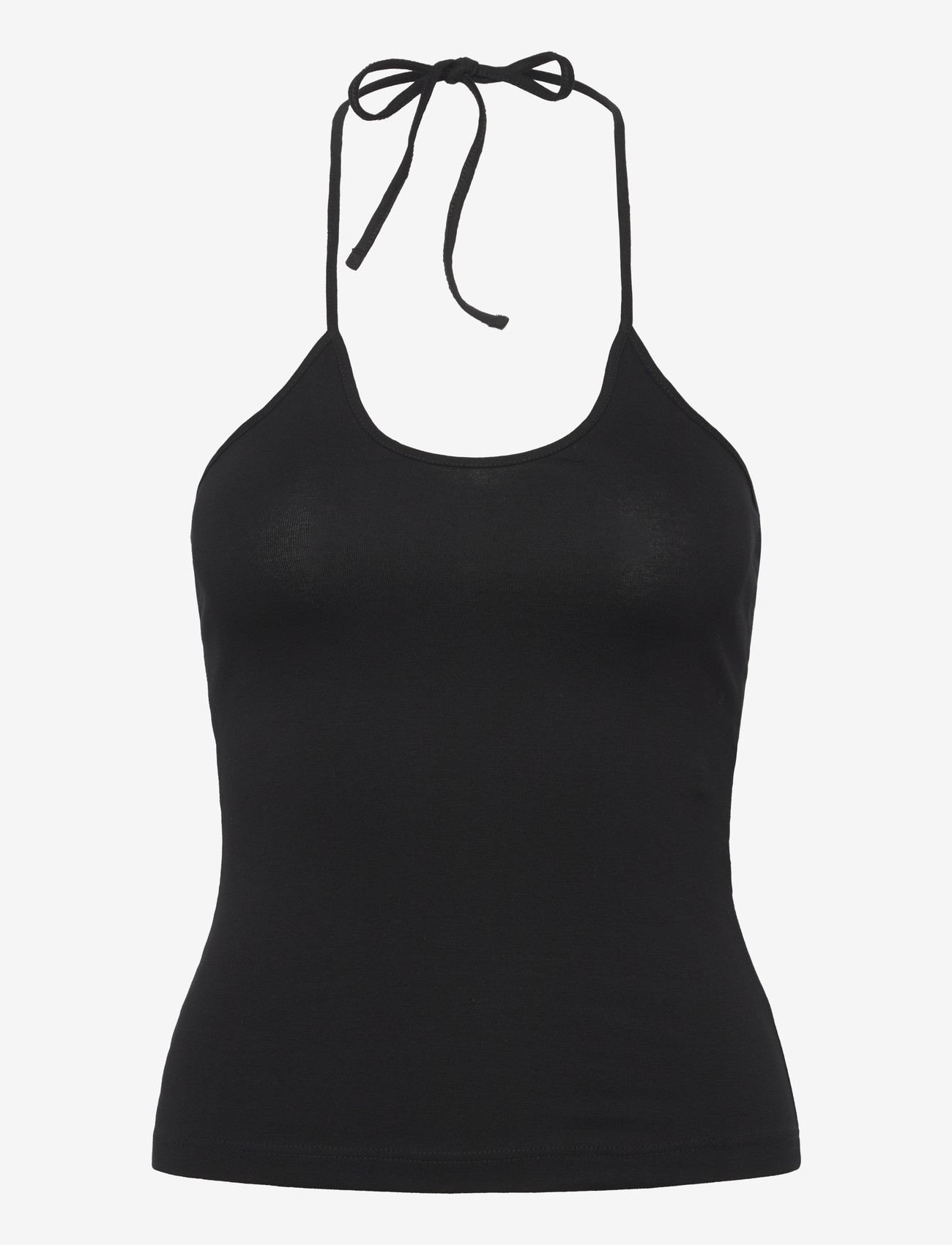 Weekday - Slim Halterneck Cotton Top - Ärmellose tops - black - 0