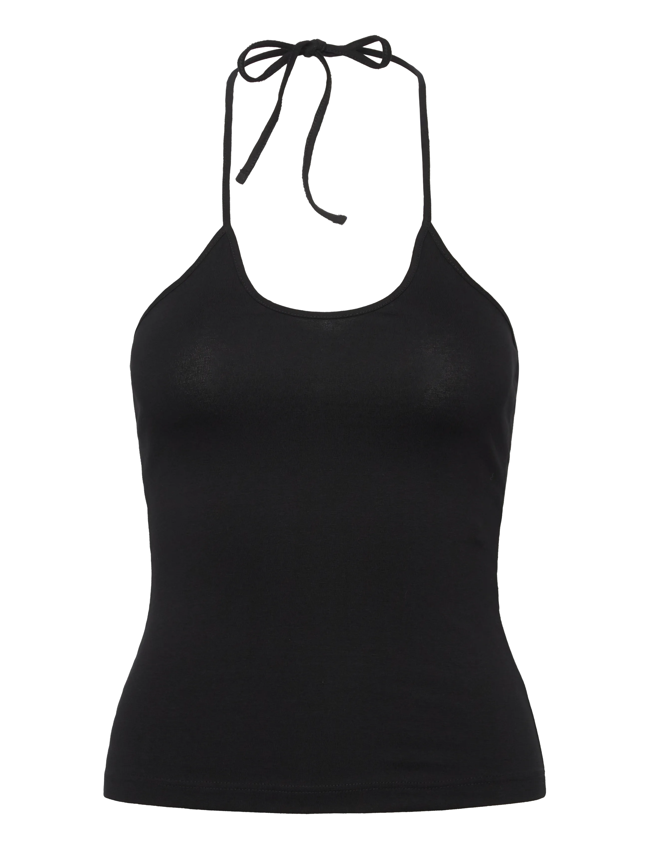 Weekday Slim Halterneck Cotton Top - Vaatteet - BLACK / black