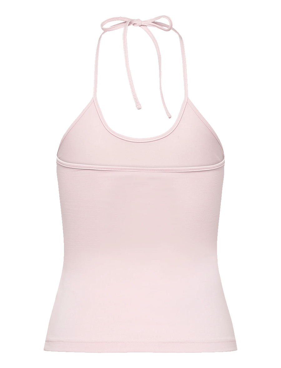 Weekday - Slim Halterneck Cotton Top - tanktops - dusty pink - 1