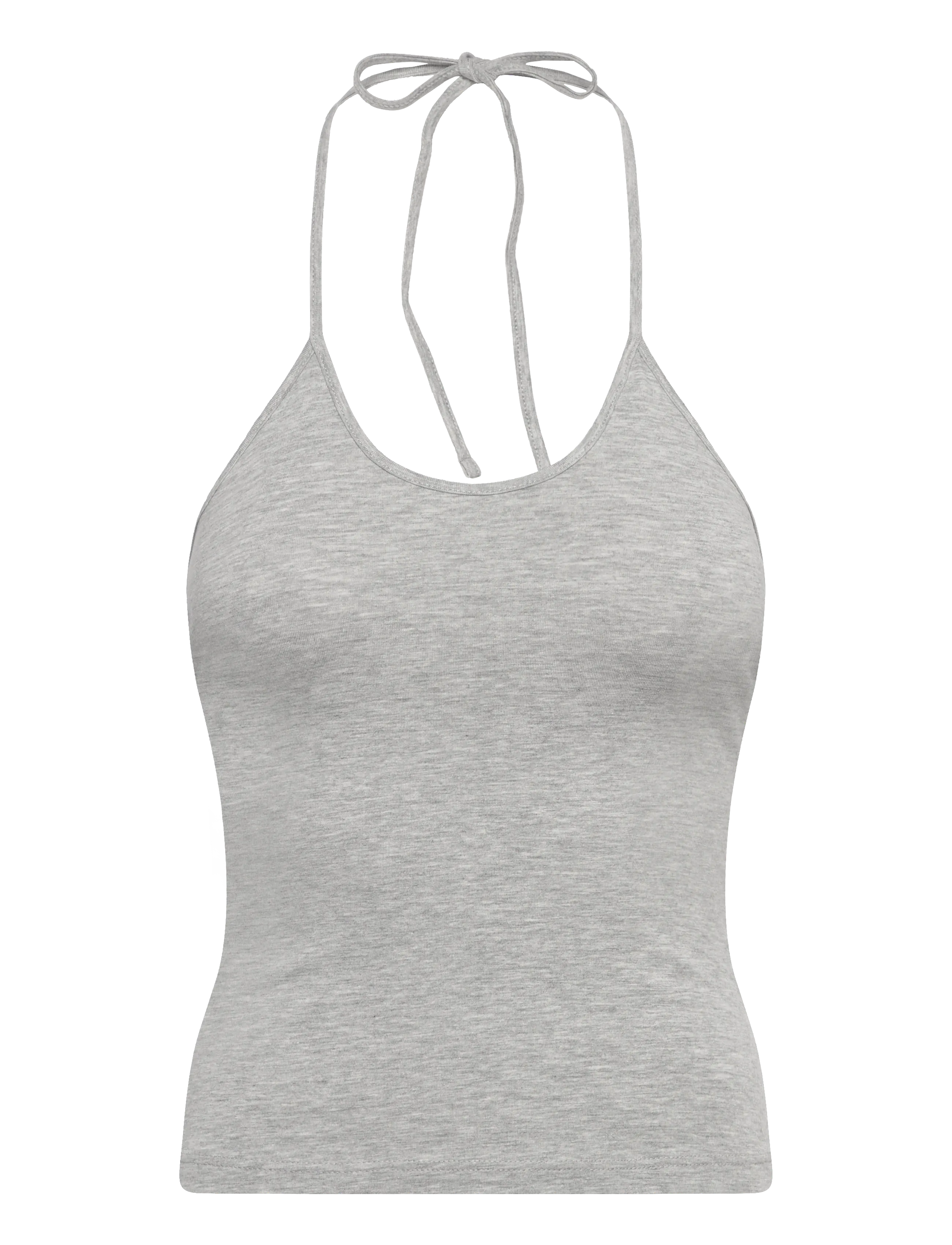 Weekday Slim Halterneck Cotton Top - Weekday - GREY MELANGE / grey