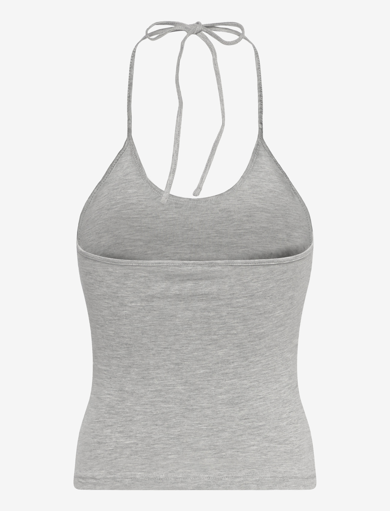 Weekday - Slim Halterneck Cotton Top - tanktops - grey melange - 1