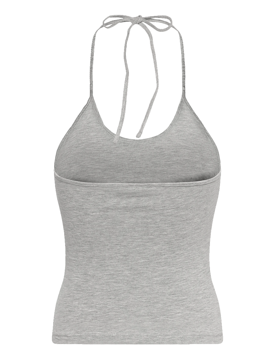 Weekday - Slim Halterneck Cotton Top - sleeveless tops - grey melange - 1