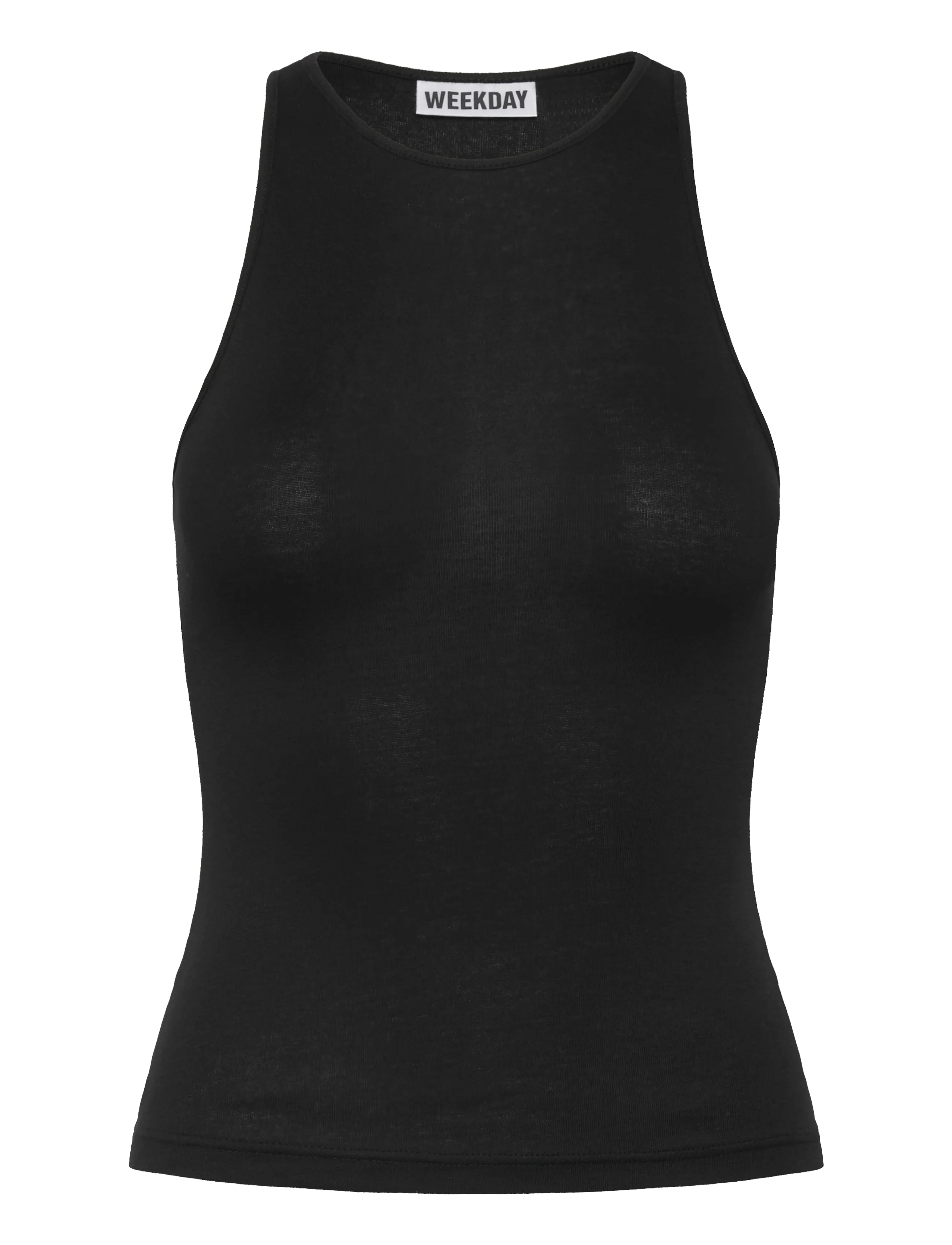 Weekday Fitted Cotton Jersey Tank Top, Kvinder, Fitted Tanktop, Sort, Str: XXS