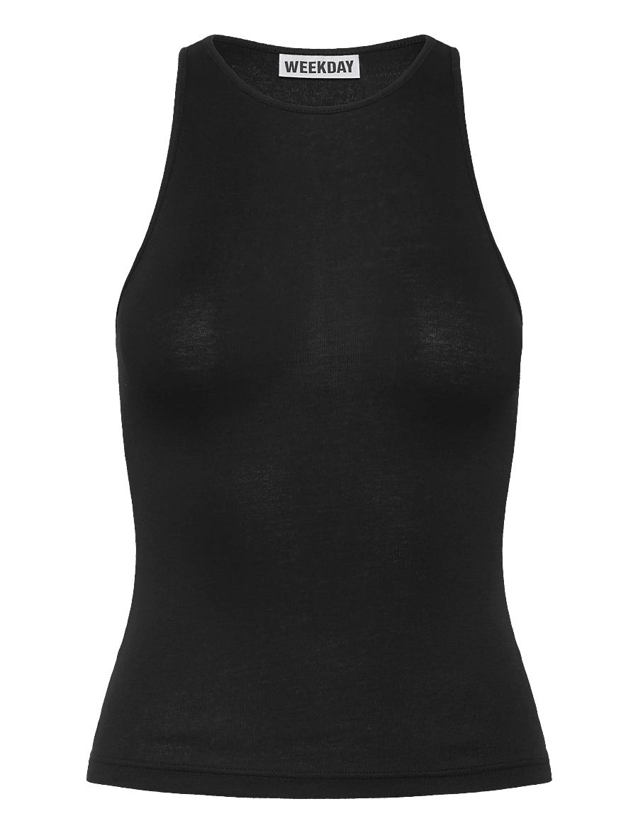 Weekday - Fitted Cotton Jersey Tank Top - Ärmellose tops - black - 0