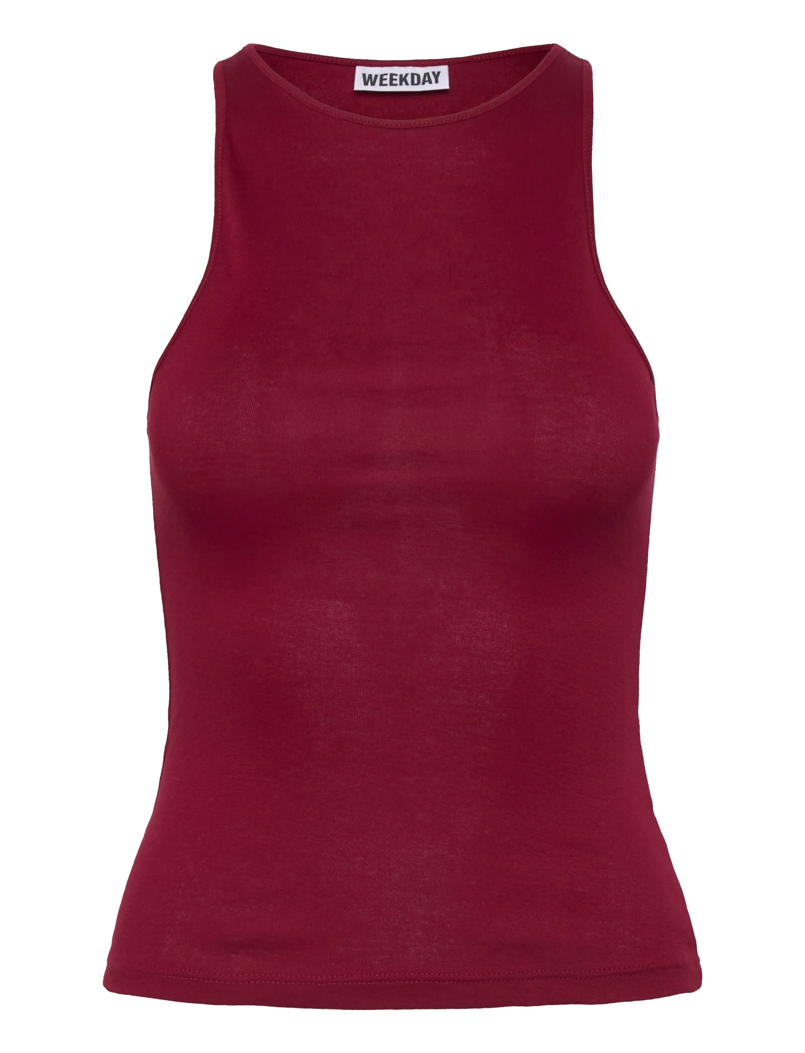Weekday Fitted Cotton Jersey Tank Top, Kvinder, Fitted Tanktop, Rød, Str: XS