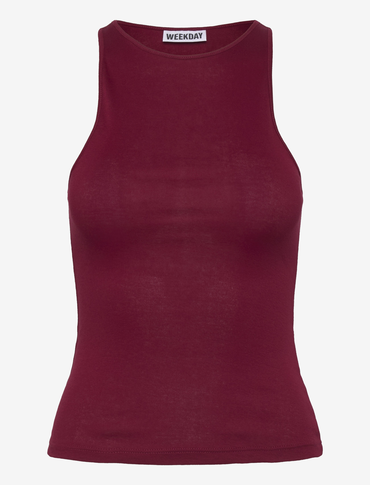 Weekday - Fitted Cotton Jersey Tank Top - Ärmellose tops - cherry red - 0