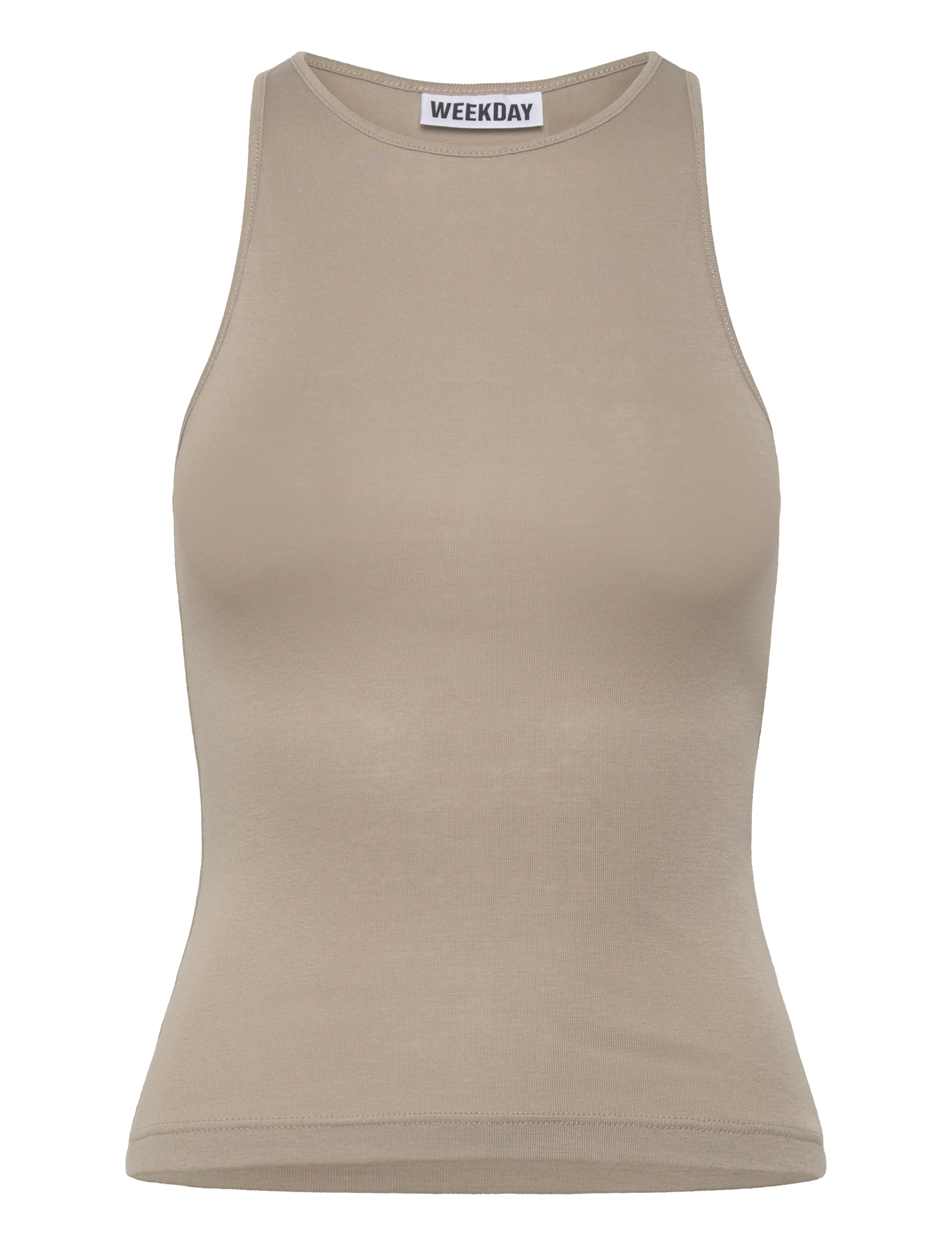 Weekday Fitted Cotton Jersey Tank Top, S, T-shirts & Oberteile, Beige - Sleeveless, Frauen