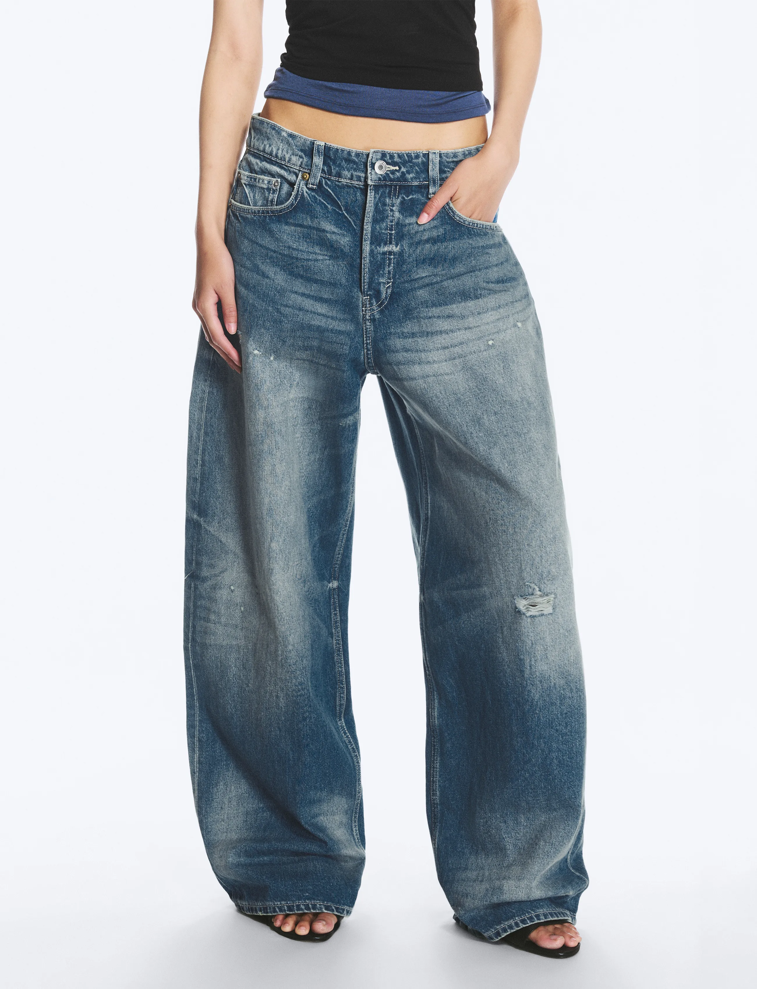 Weekday Andromeda low rise loose baggy jeans - Wide leg jeans - STIRRUP BLUE / blue