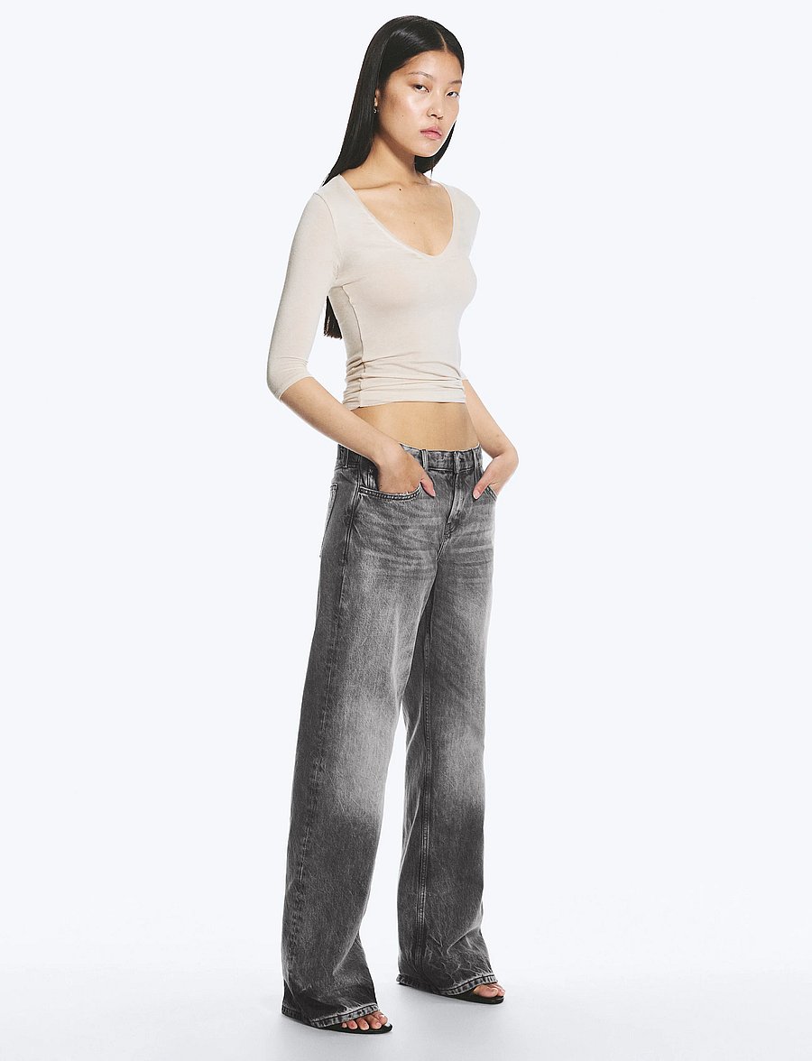 Weekday - Aura Low Rise Relaxed Bootcut Jeans - bootcut-jeans - alien black - 4