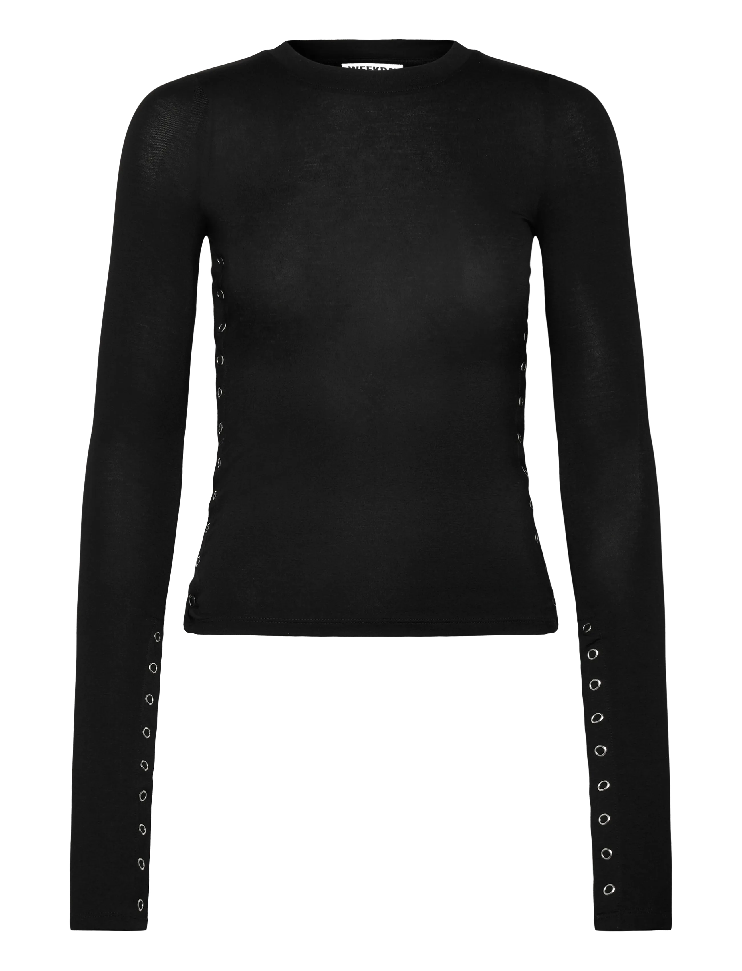 Weekday Press Studs Long Sleeve, XL, T-shirts & Oberteile, Schwarz - Long-sleeved, Frauen