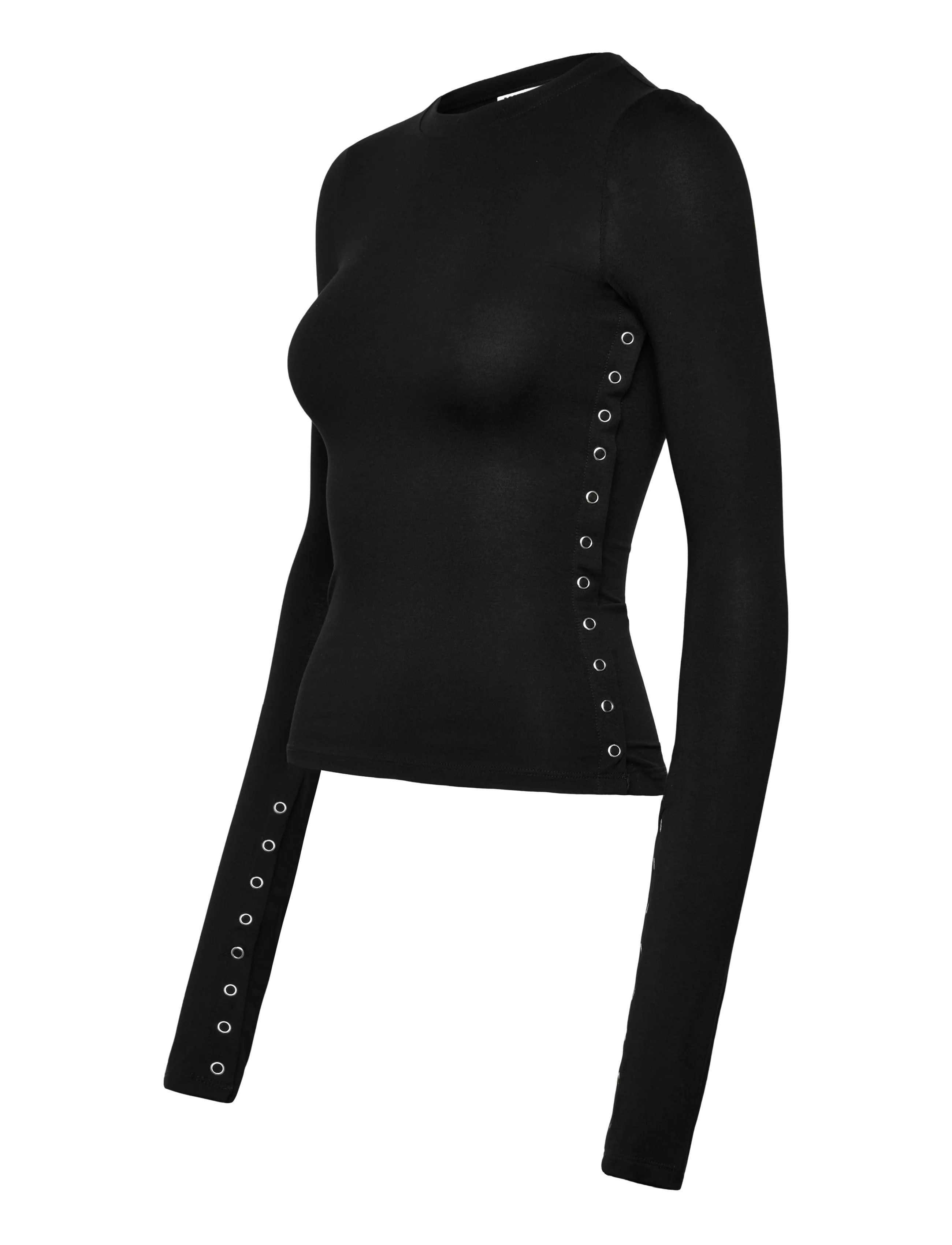Weekday - Press Studs Long Sleeve - t-shirts met lange mouwen - black - 2