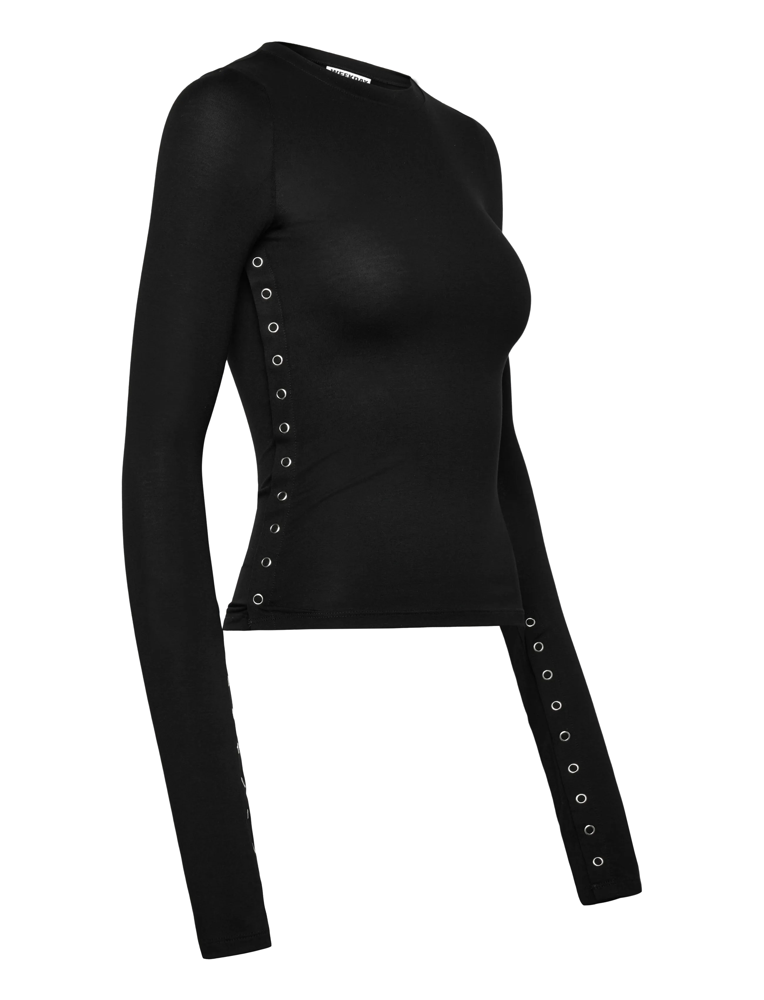 Weekday - Press Studs Long Sleeve - t-shirts met lange mouwen - black - 3