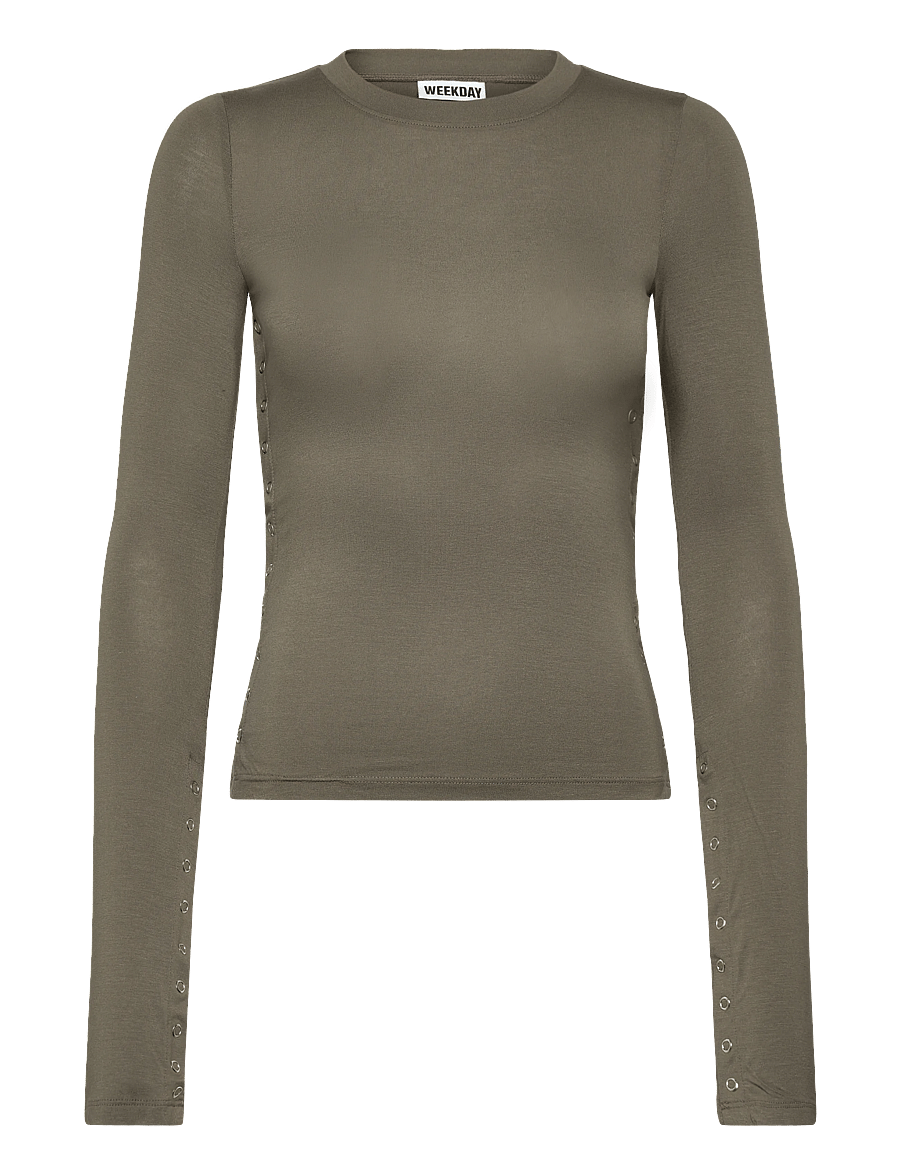 Weekday - Press Studs Long Sleeve - langærmede toppe - dark grey - 0