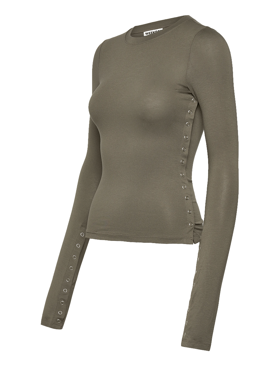 Weekday - Press Studs Long Sleeve - langærmede toppe - dark grey - 2