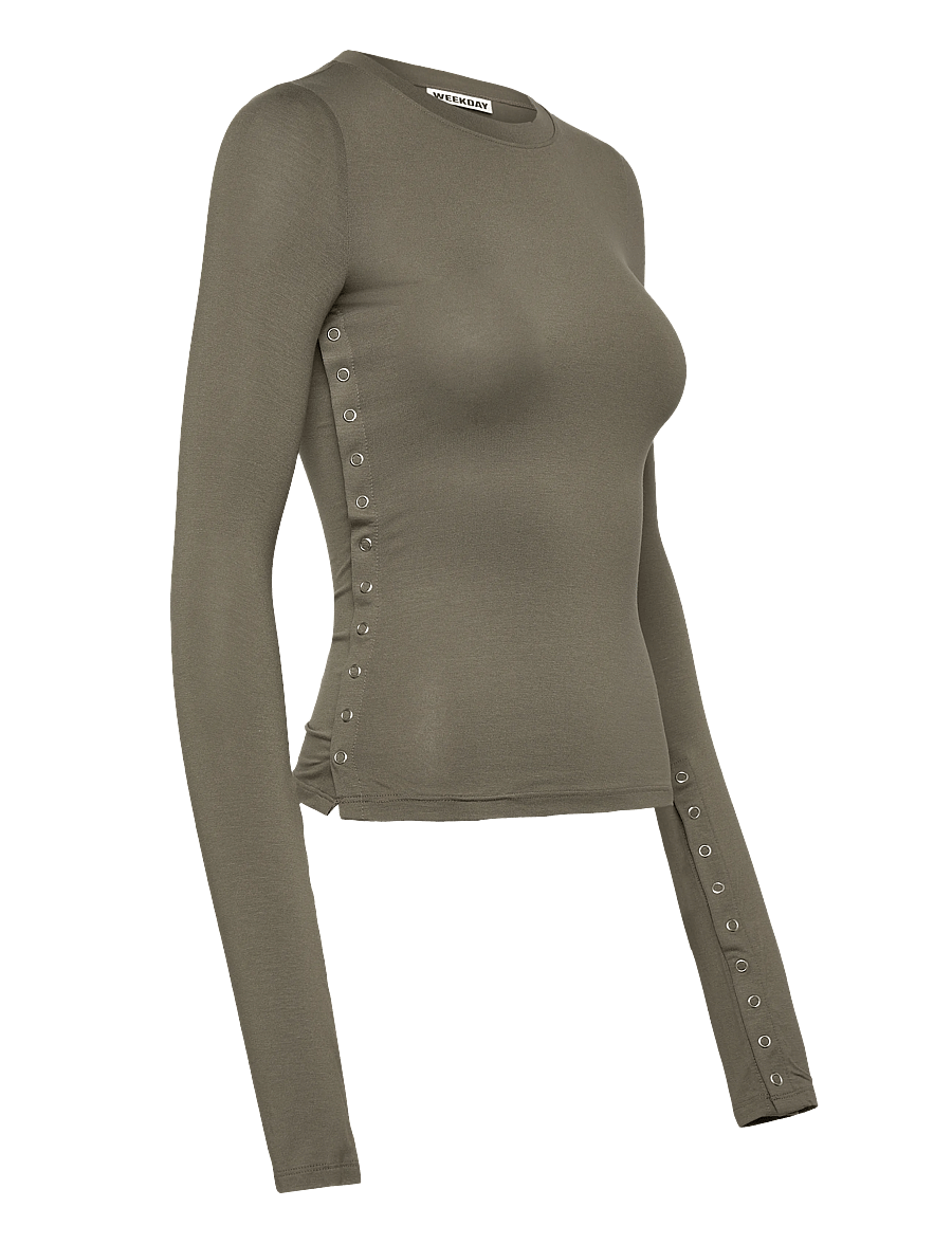 Weekday - Press Studs Long Sleeve - langærmede toppe - dark grey - 3