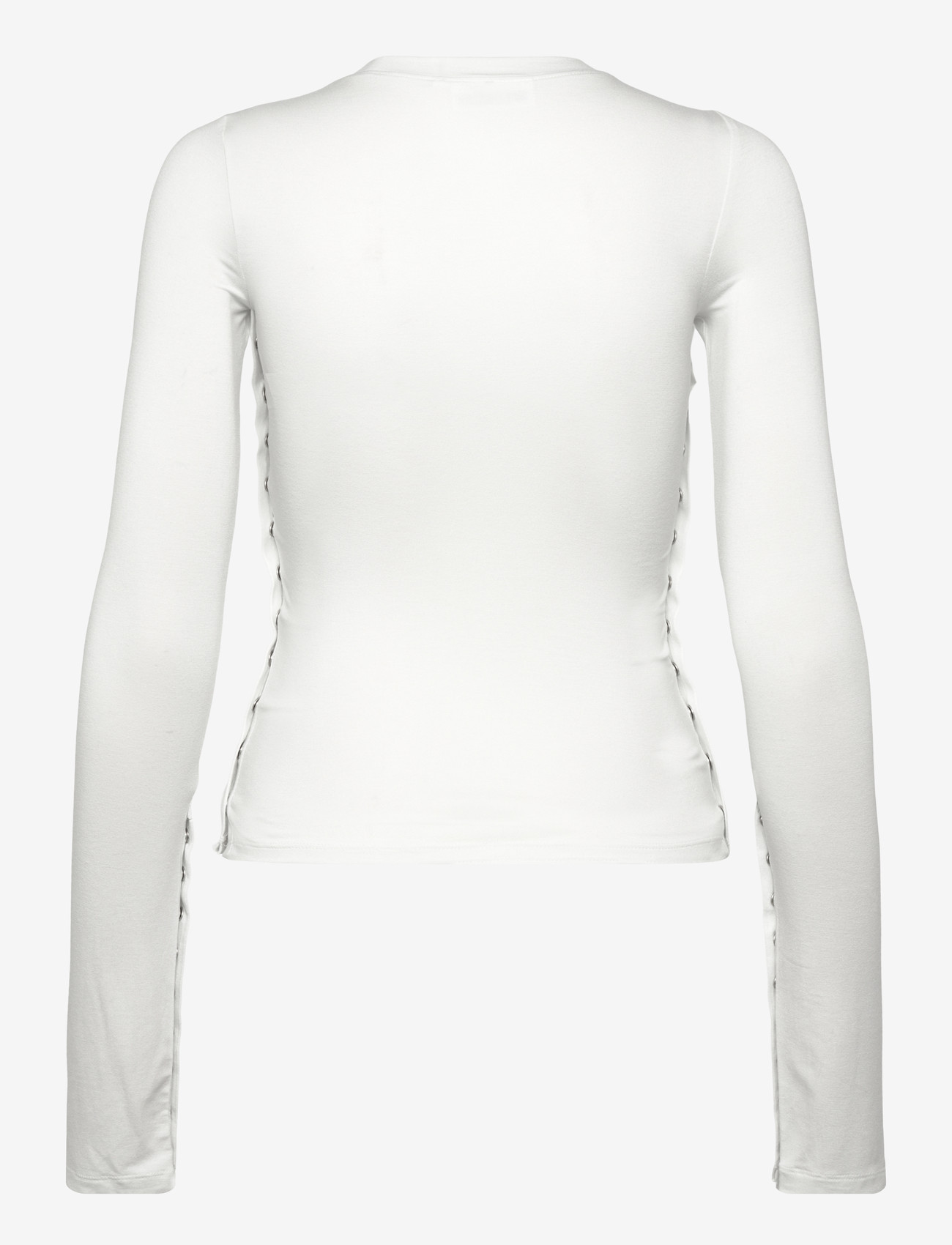 Weekday - Slim Long-Sleeved Press Stud Top - långärmade toppar - white - 1