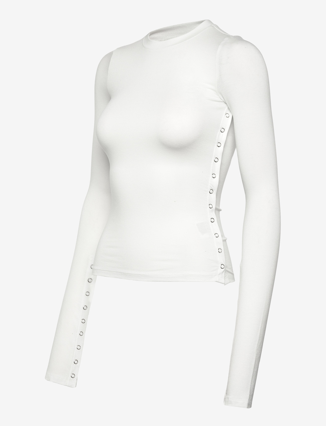 Weekday - Slim Long-Sleeved Press Stud Top - långärmade toppar - white - 2
