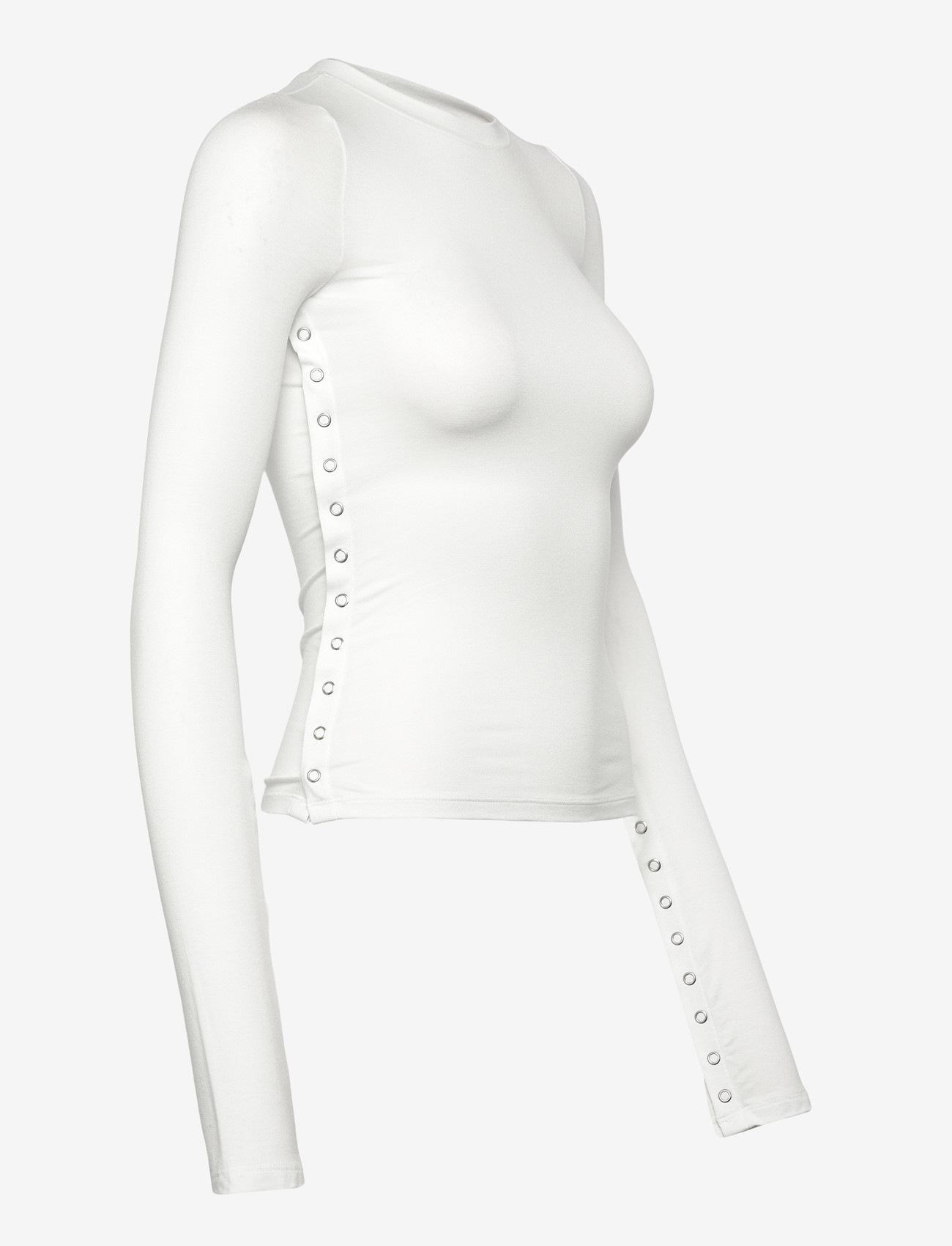 Weekday - Slim Long-Sleeved Press Stud Top - långärmade toppar - white - 3