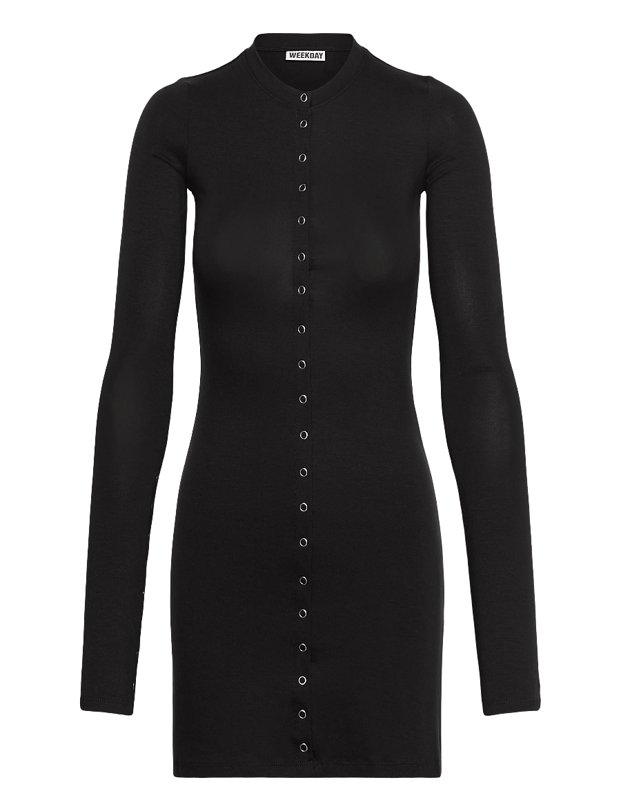 weekday long sleeve mini dress Weekday boat neck long sleeve mini dress in Black