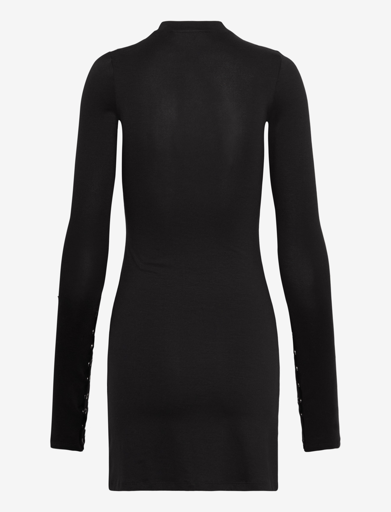 Weekday - Long-Sleeved Popper Mini Dress - stramme kjoler - black - 1