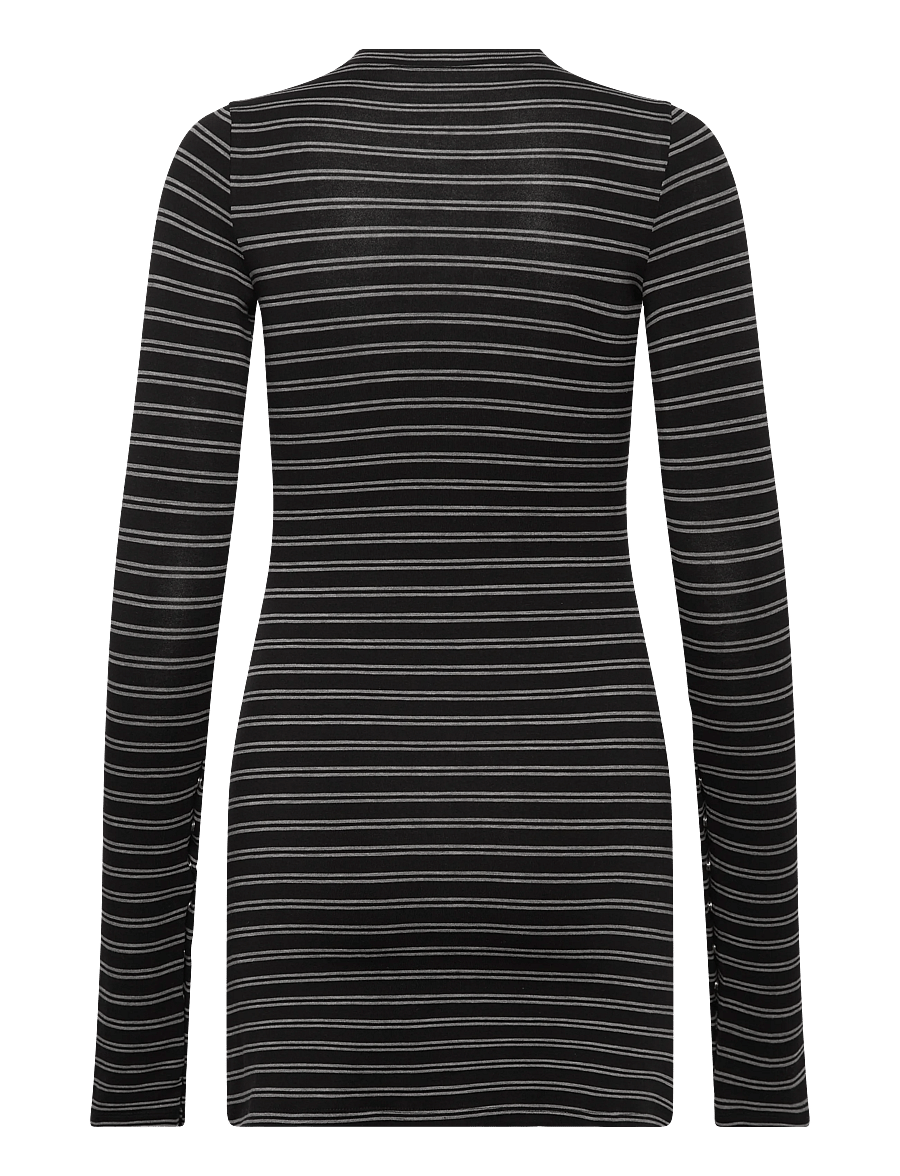 Weekday - Long-Sleeved Popper Mini Dress - liibuvad kleidid - black dark - 1