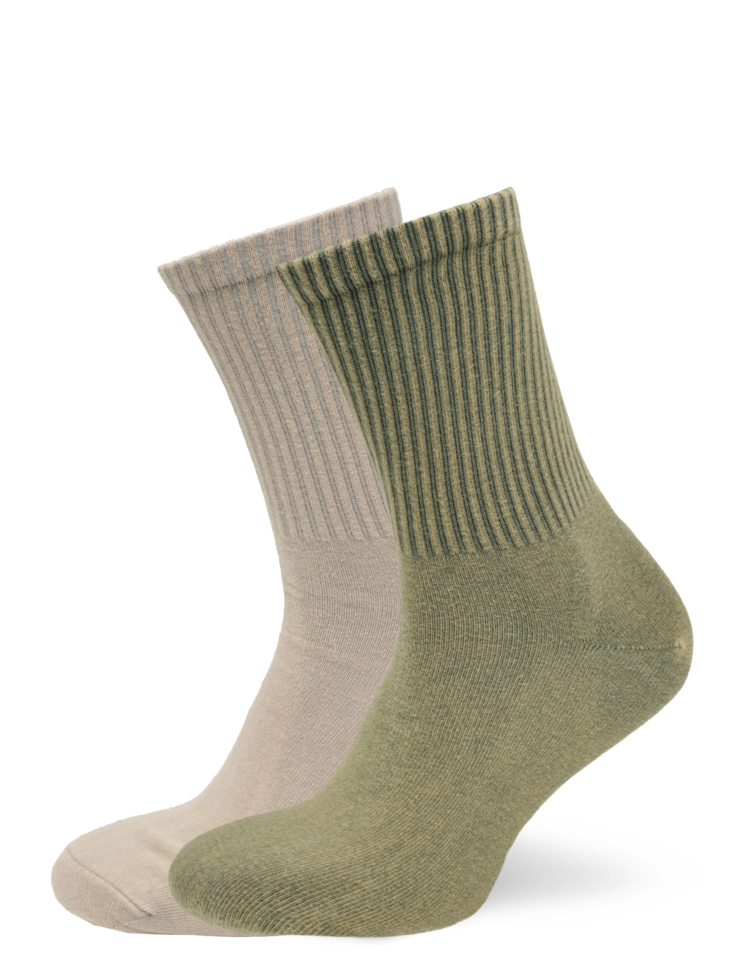 Weekday 2-pack Washed Sport Socks - Streetwear - KHAKI GREEN MEDIUM D / khaki/green