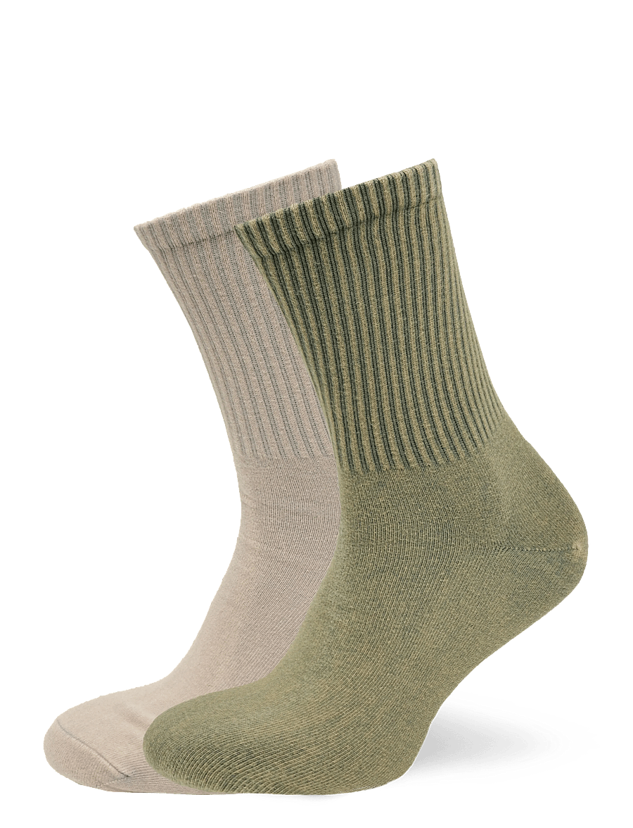 Weekday - 2-pack Washed Sport Socks - tennissocken - khaki green medium d - 0