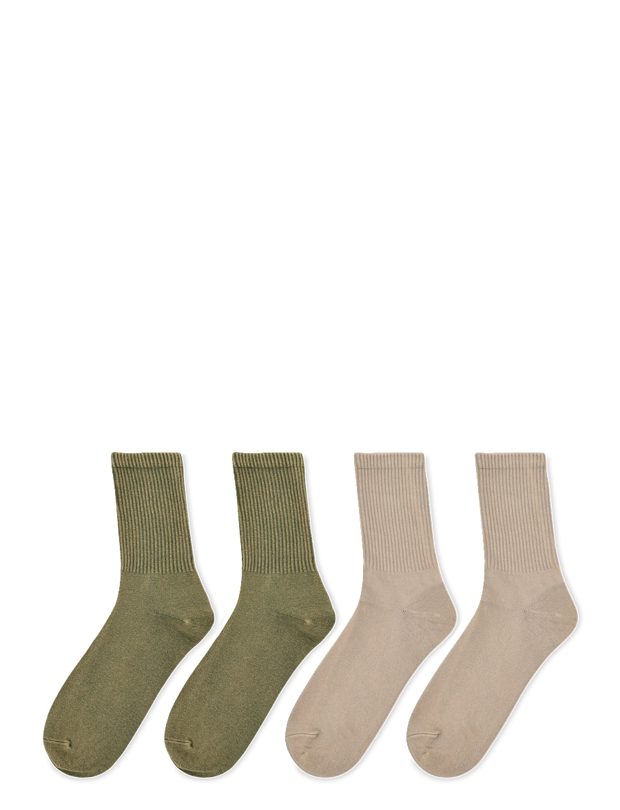 Weekday - 2-pack Washed Sport Socks - tennissocken - khaki green medium d - 1