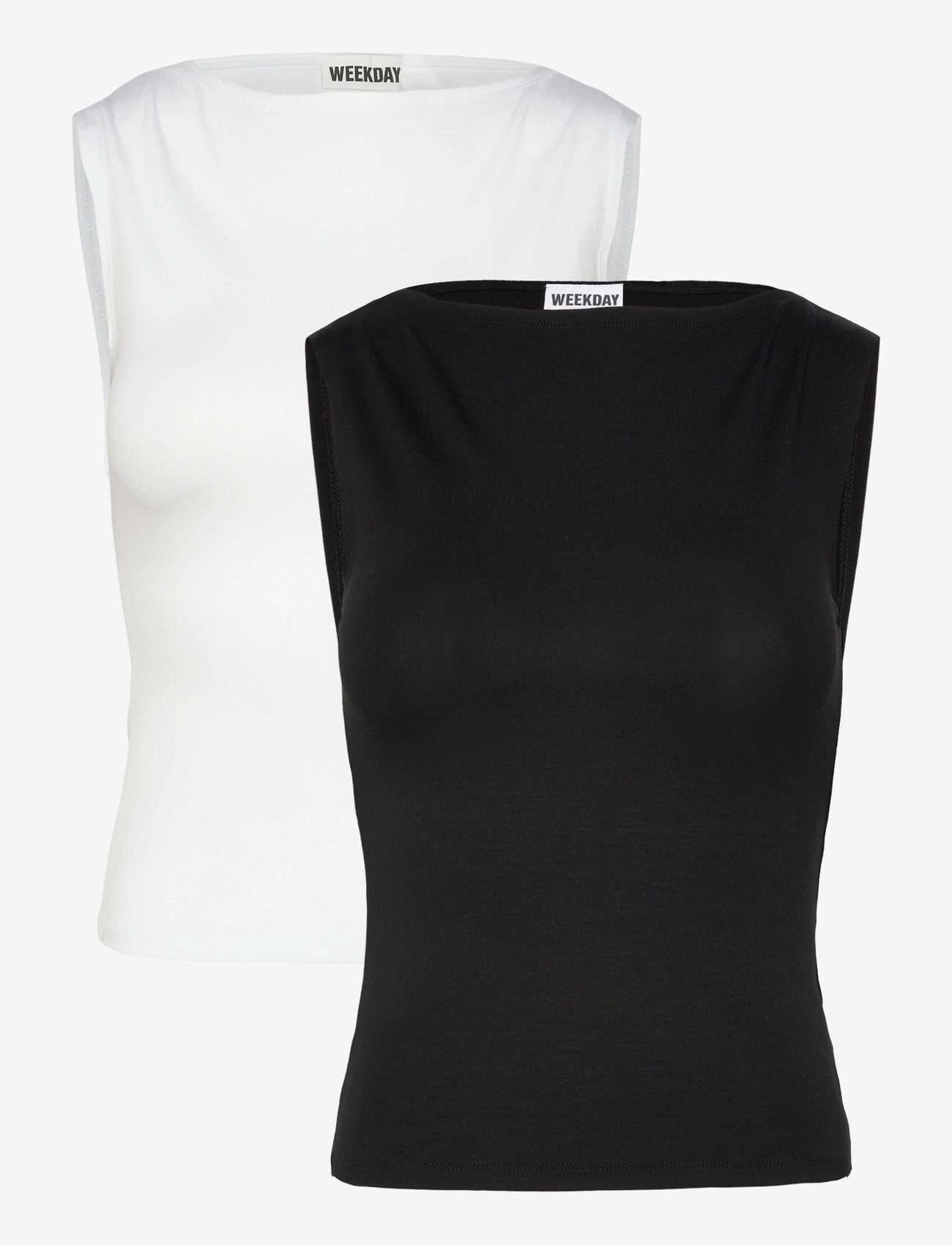Weekday - Soft Long Sleeve Top 2-pack - Ärmellose tops - black & white - 0