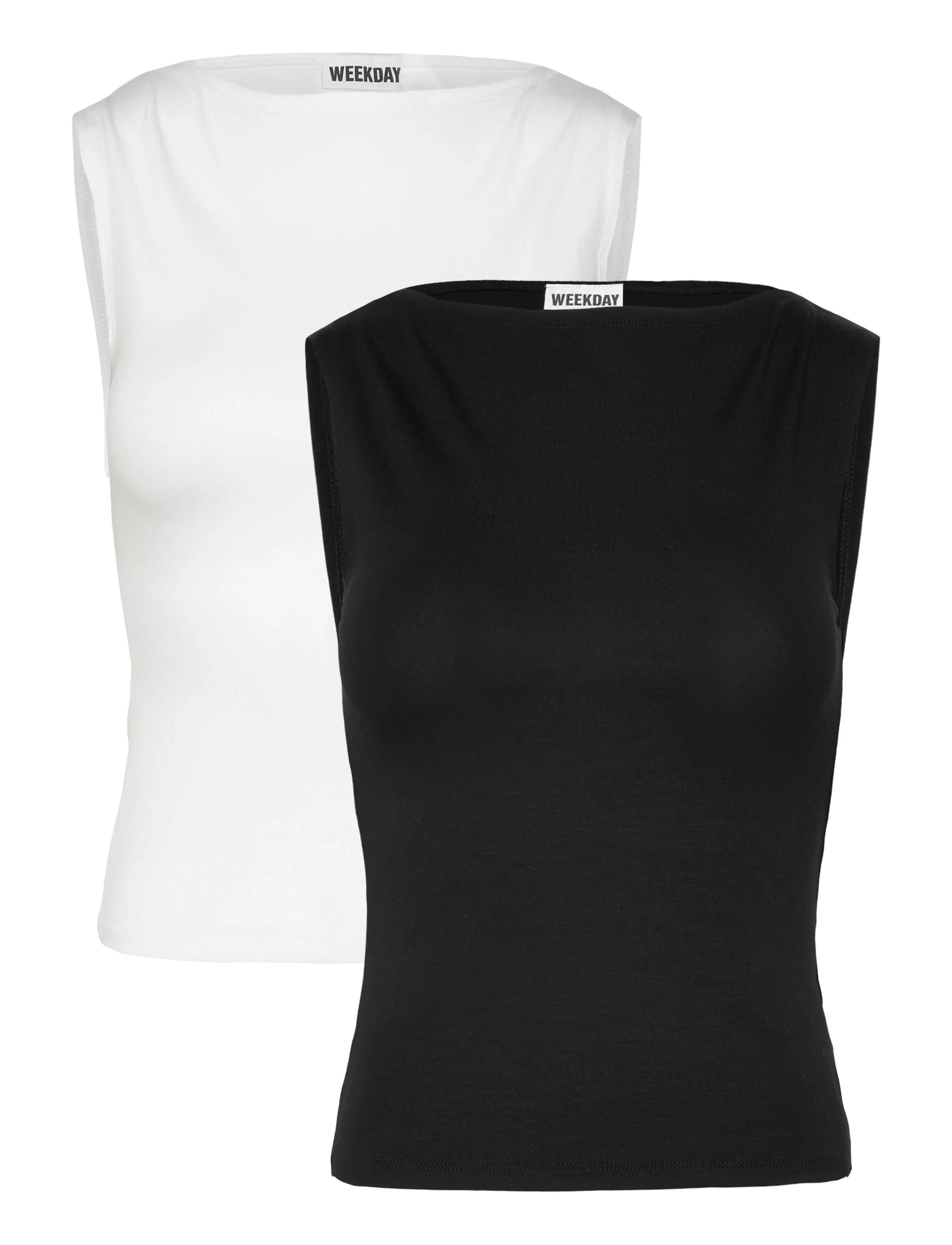 Weekday Soft Long Sleeve Top 2-pack - T-shirts & Toppar - BLACK & WHITE / white