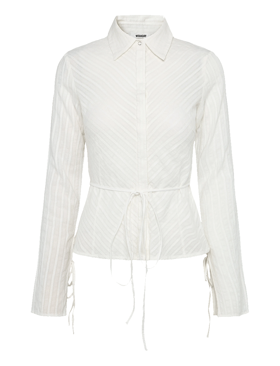 Weekday - Kurt Shirt - langermede skjorter - off white stripe - 0