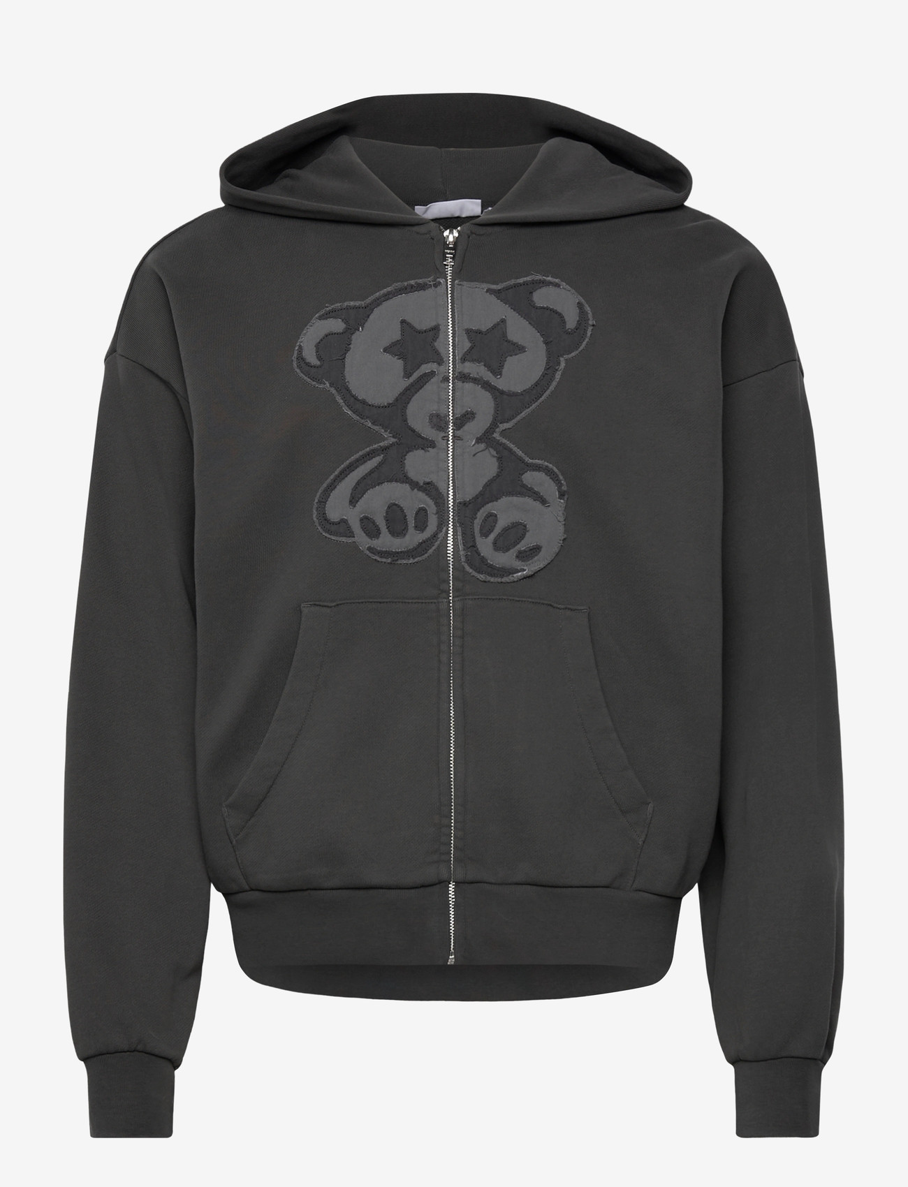 Weekday - Loose Graphic Zip Hoodie - hupparit - black w bear - 0