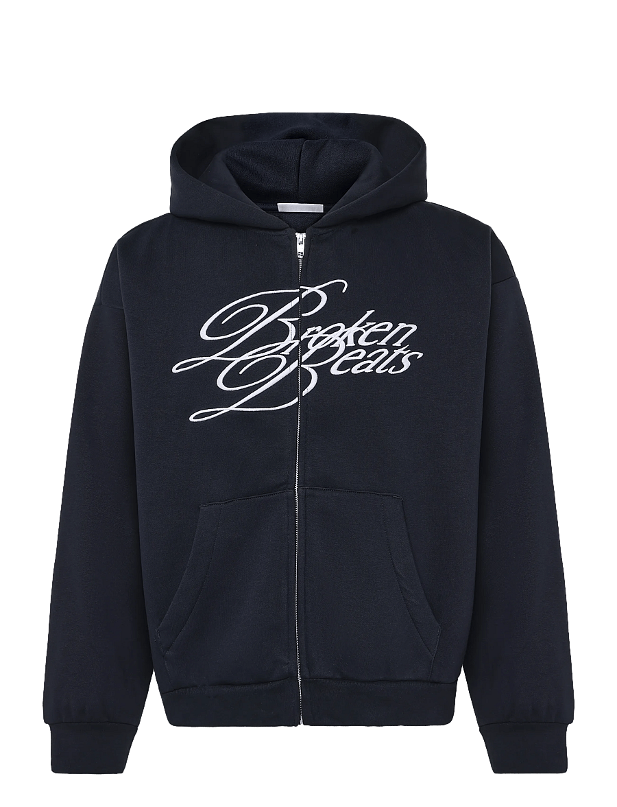 Weekday - Loose Graphic Zip Hoodie - hoodies - dark blue - 0