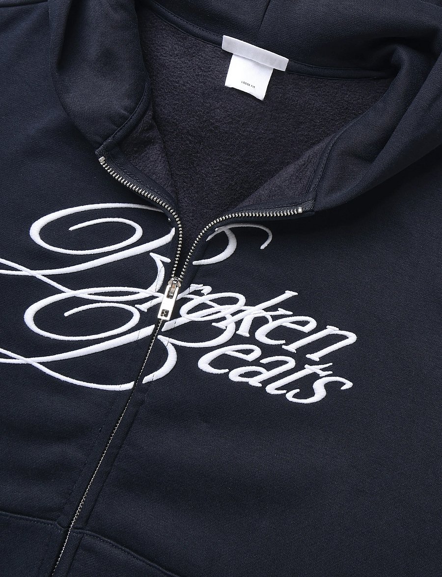 Weekday - Loose Graphic Zip Hoodie - hoodies - dark blue - 2