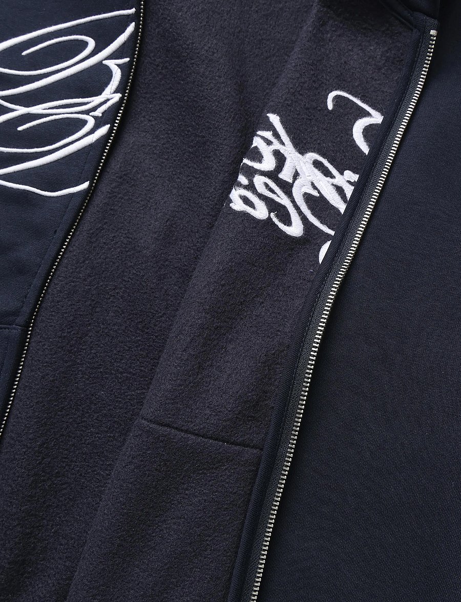 Weekday - Loose Graphic Zip Hoodie - hoodies - dark blue - 3