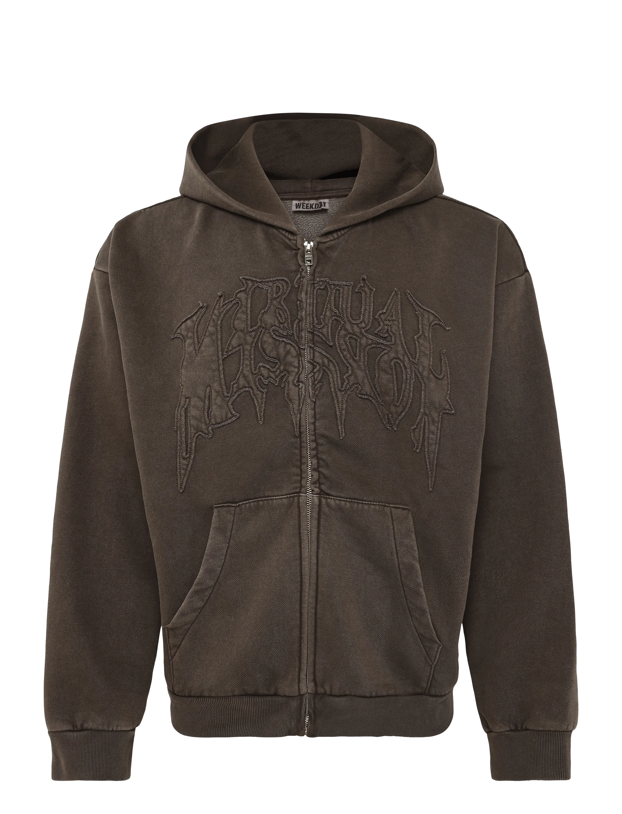 Weekday Loose Graphic Zip Hoodie - Dressipluusid - DARK BROWN / brown