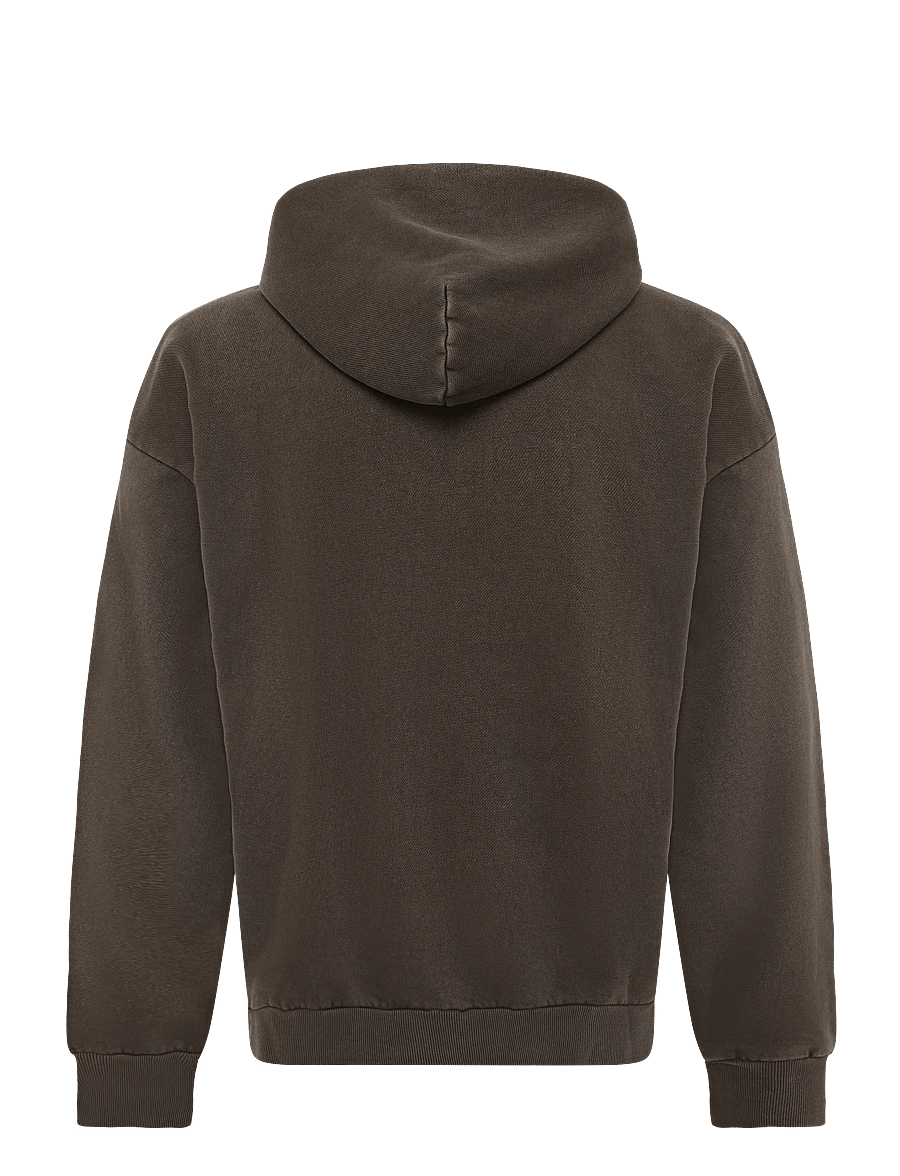 Weekday - Loose Graphic Zip Hoodie - hoodies - dark brown - 1
