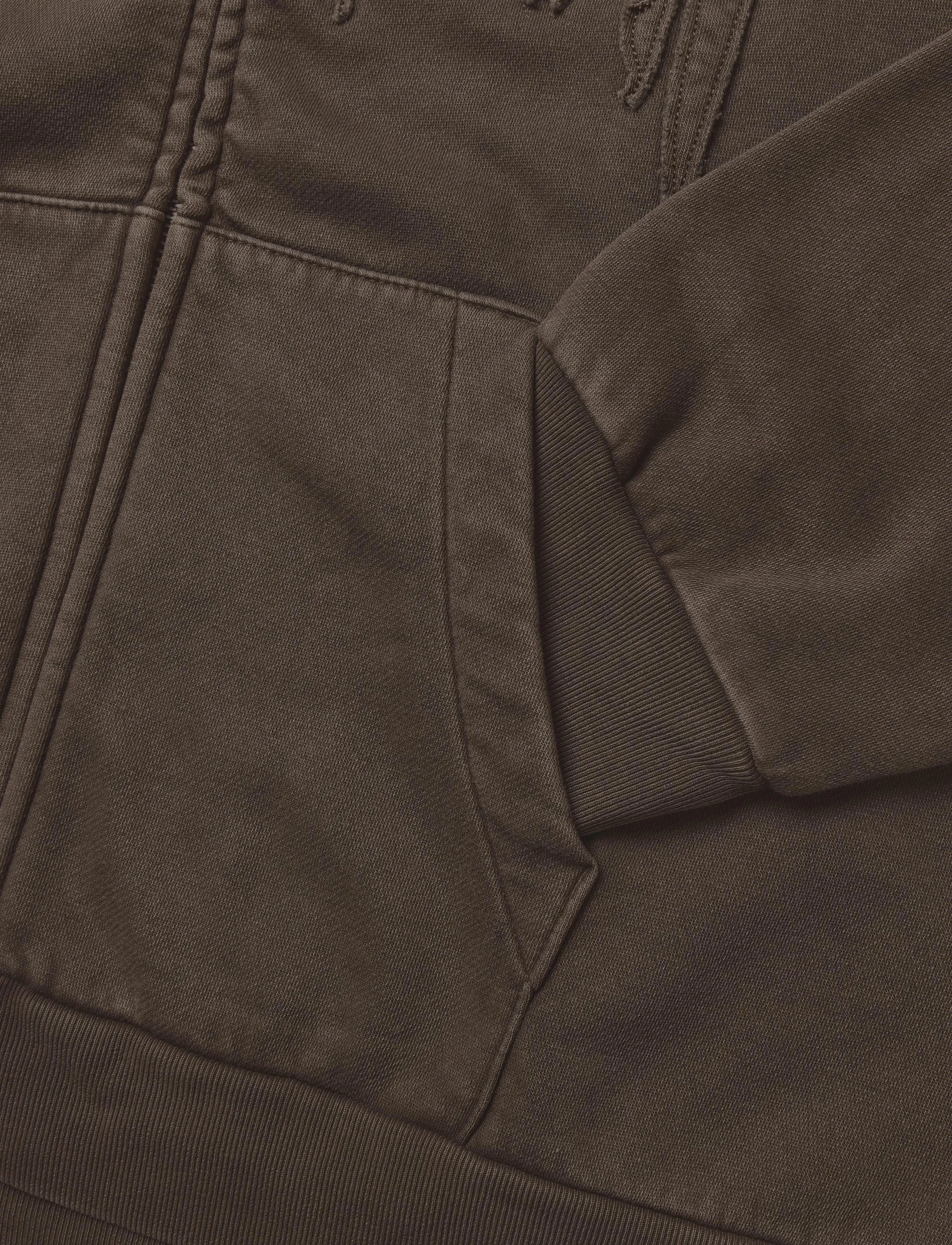 Weekday - Loose Graphic Zip Hoodie - kapuutsiga dressipluusid - dark brown - 3