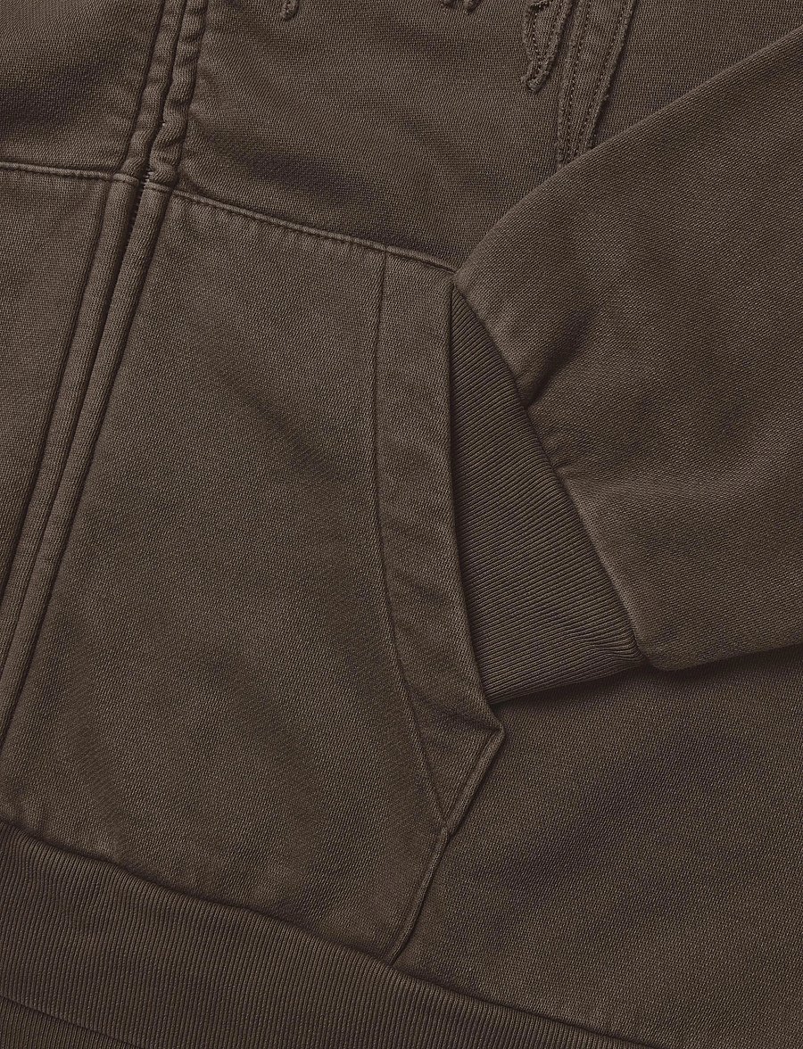 Weekday - Loose Graphic Zip Hoodie - hoodies - dark brown - 3