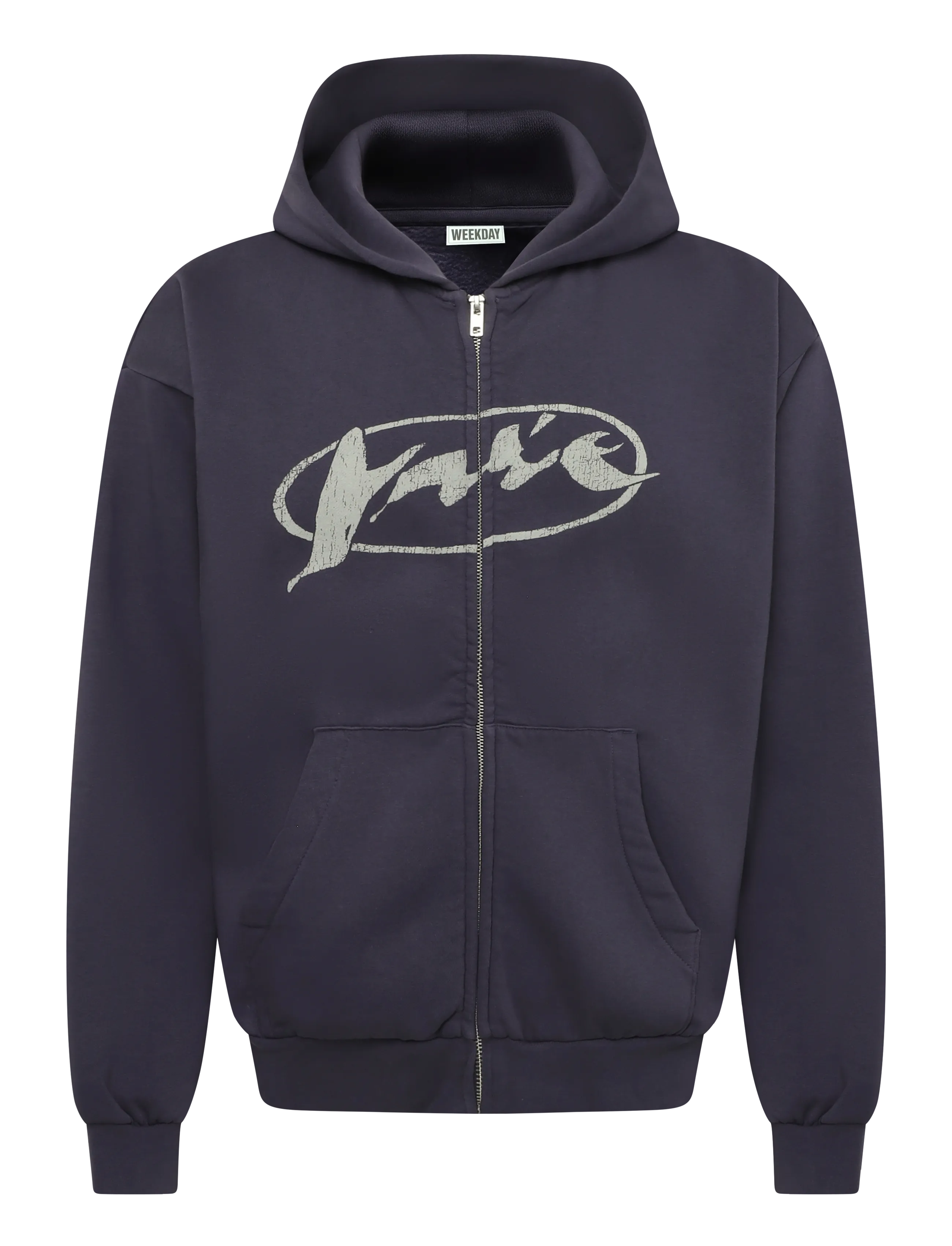Weekday Loose Graphic Zip Hoodie - Weekday - WASHED LILAC / purple