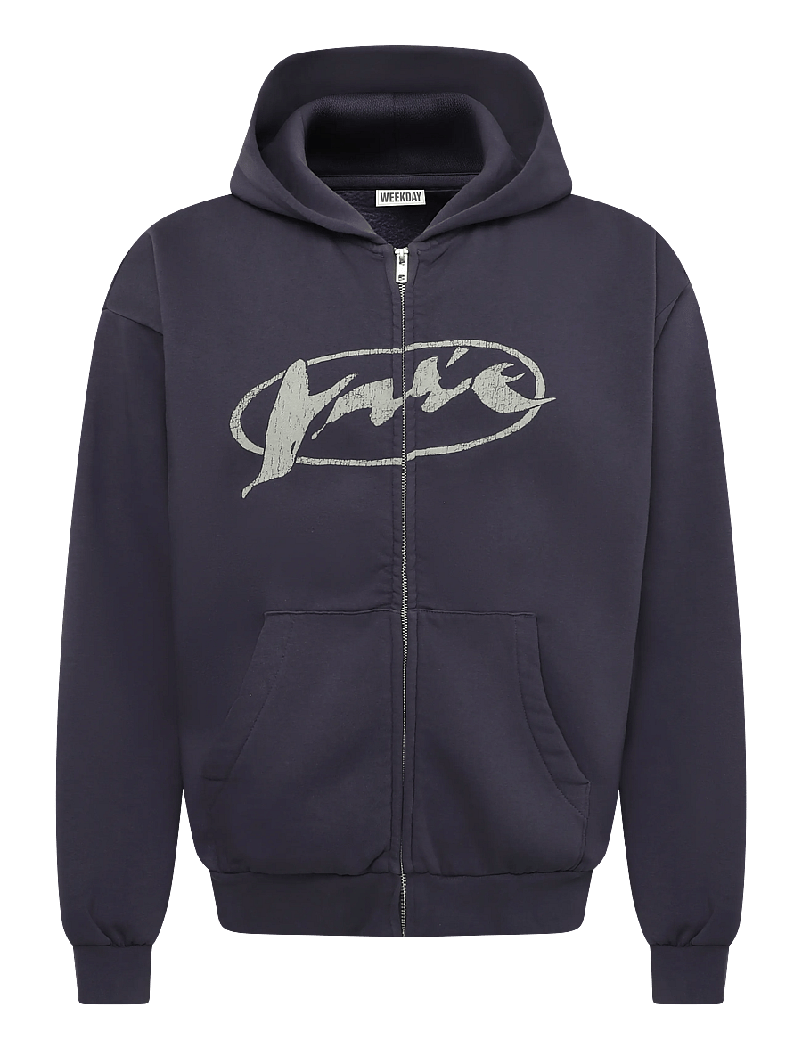 Weekday - Loose Graphic Zip Hoodie - kapuutsiga pusad - washed lilac - 0