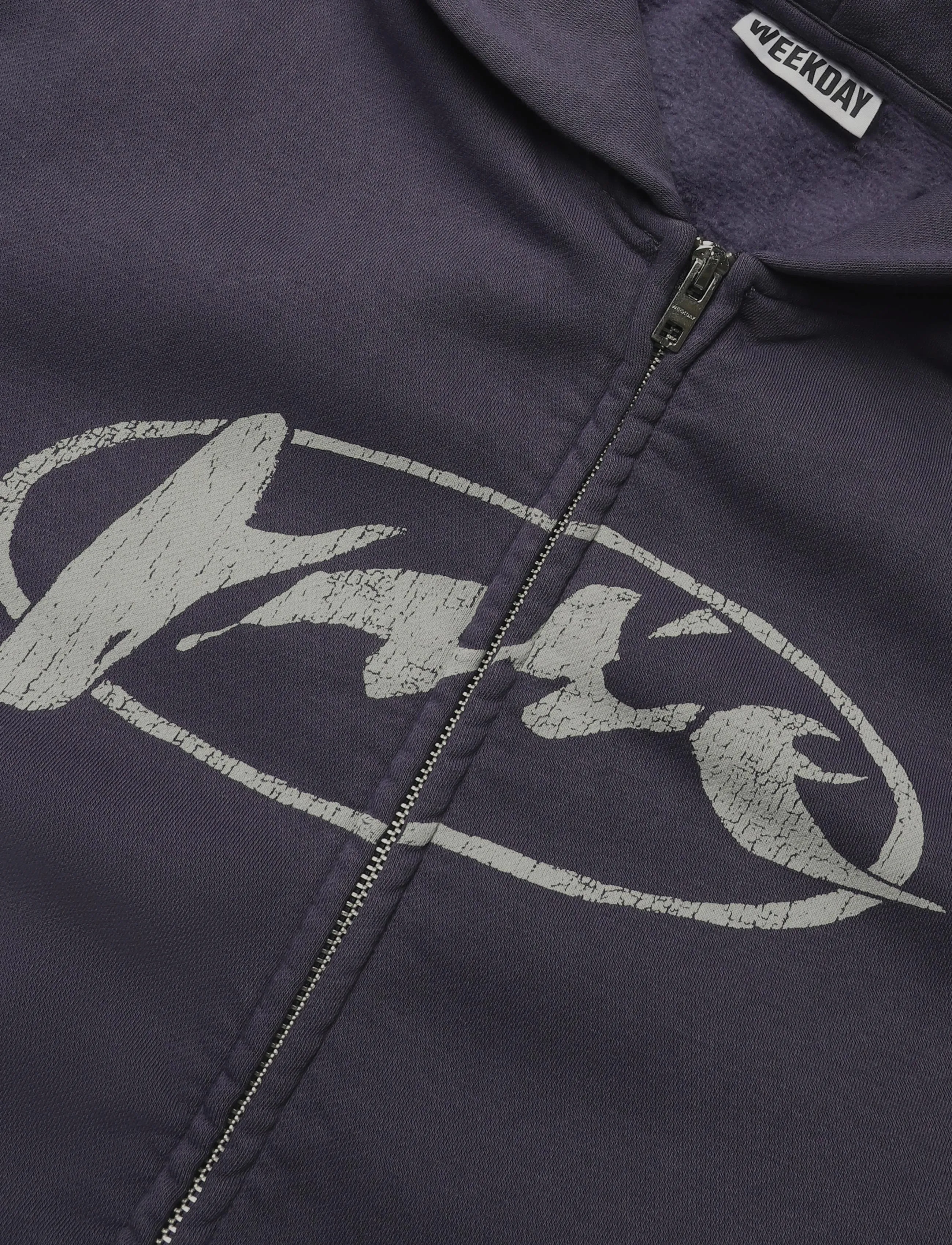 Weekday - Loose Graphic Zip Hoodie - kapuutsiga pusad - washed lilac - 2