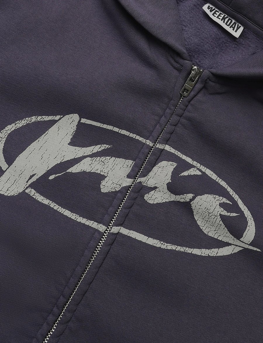 Weekday - Loose Graphic Zip Hoodie - kapuutsiga pusad - washed lilac - 2