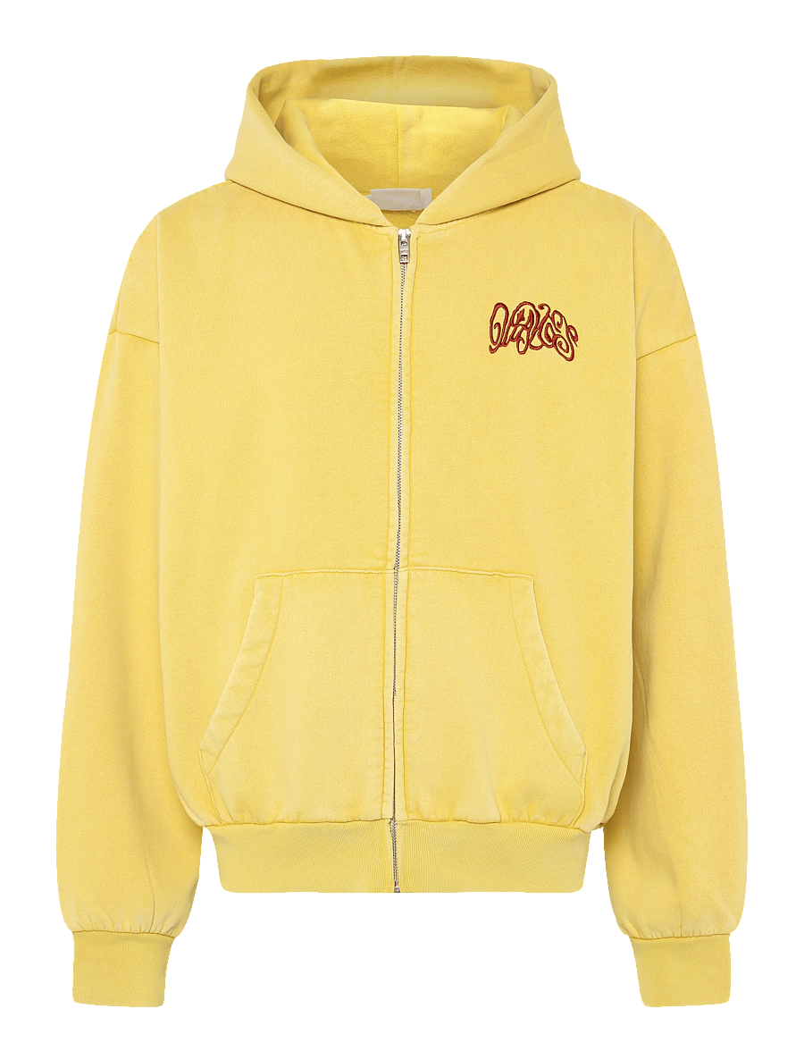 Weekday - Loose Graphic Zip Hoodie - kapuzenpullover - yellow "waves" - 0