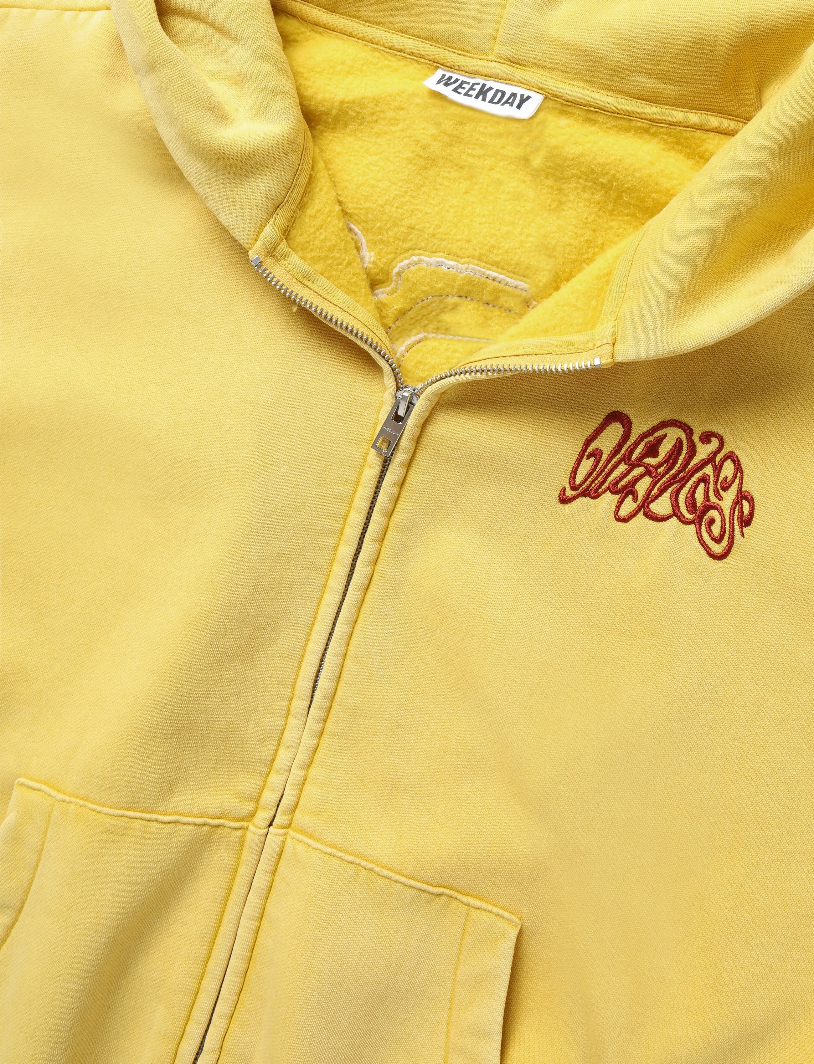 Weekday - Loose Graphic Zip Hoodie - hoodies - yellow "waves" - 2