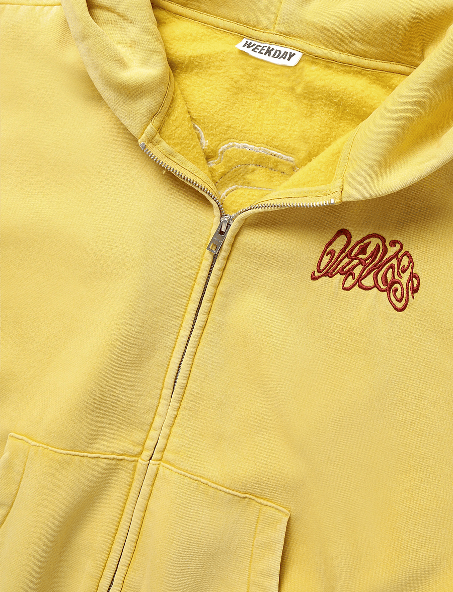 Weekday - Loose Graphic Zip Hoodie - kapuzenpullover - yellow "waves" - 2