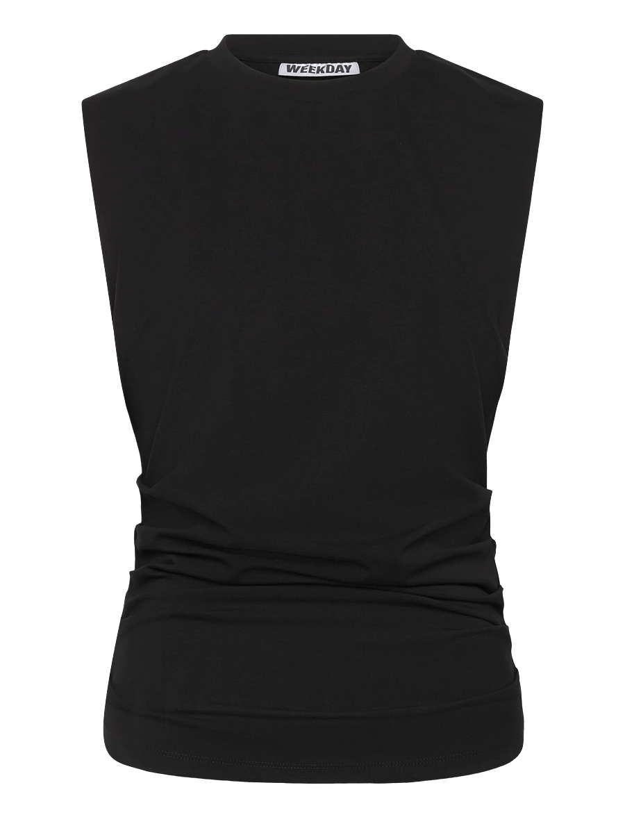 Weekday - Pleated Tank Top - tanktops - black - 0